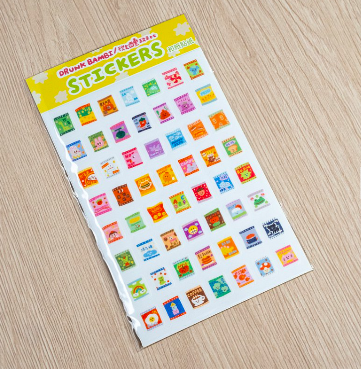 零食餅乾 和紙小貼紙 手帳貼紙｜微醺斑比