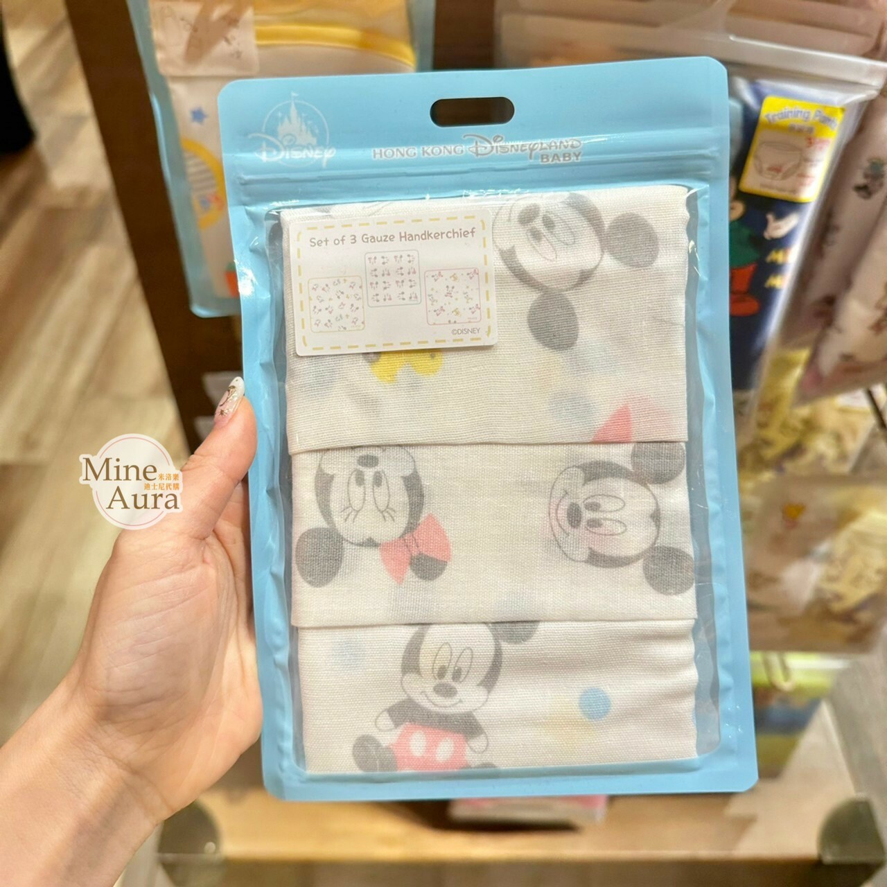 米奇 Mickey 米妮 Minnie 圖案 寶寶 紗布 手帕 3入組 嬰兒用品 -香港迪士尼樂園