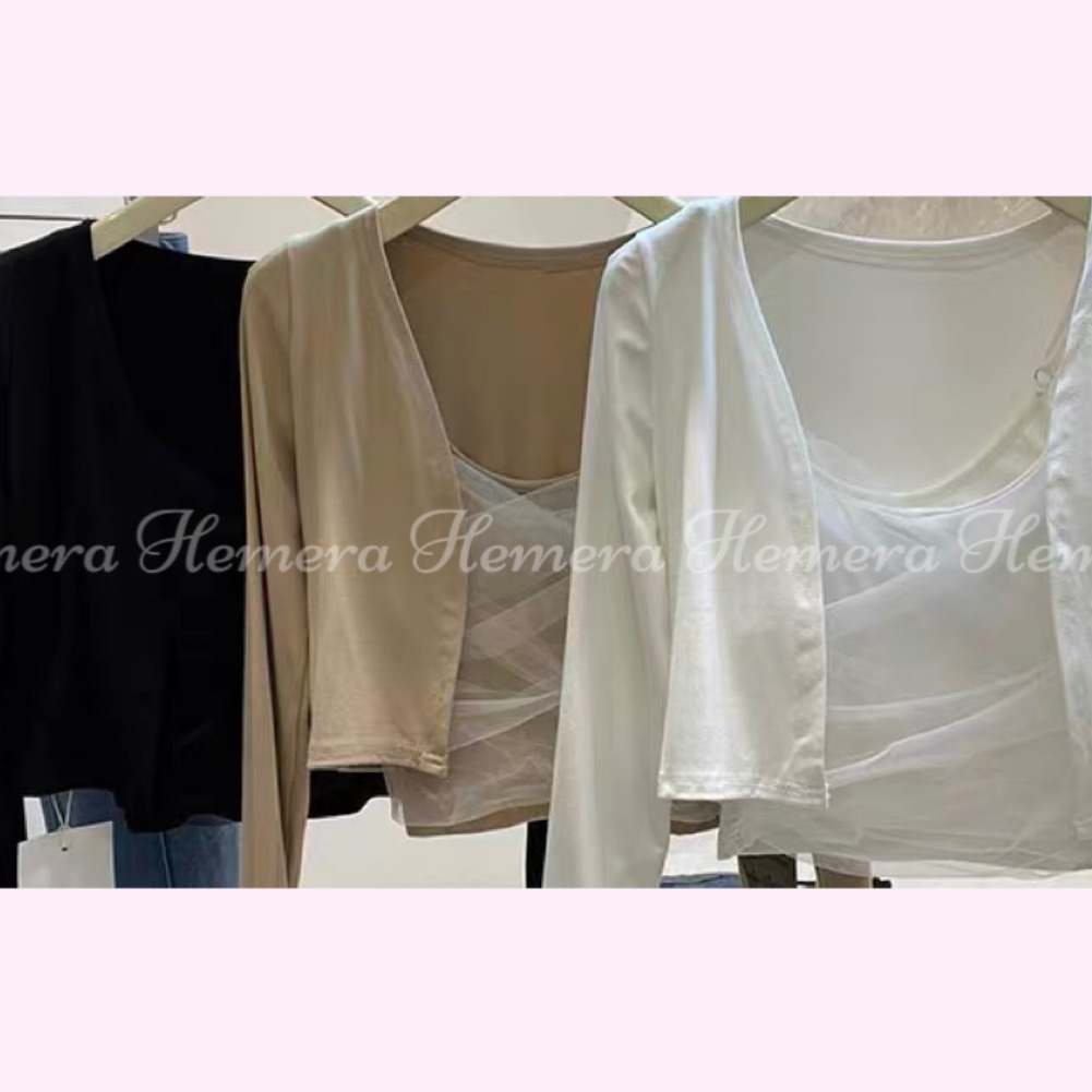 ST23S0957 交叉網紗吊帶連外套