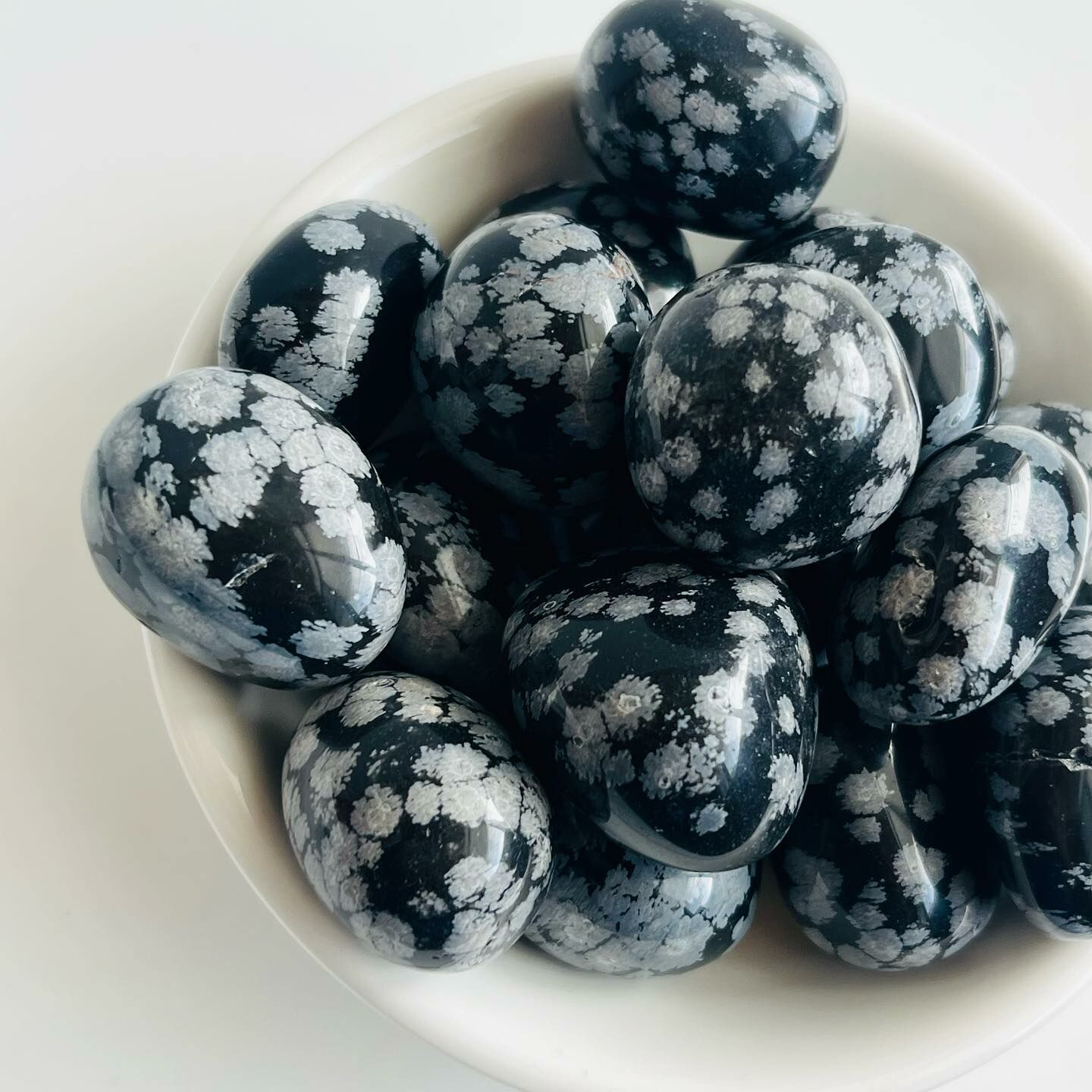 [原石] 雪花黑曜石 水晶滾石