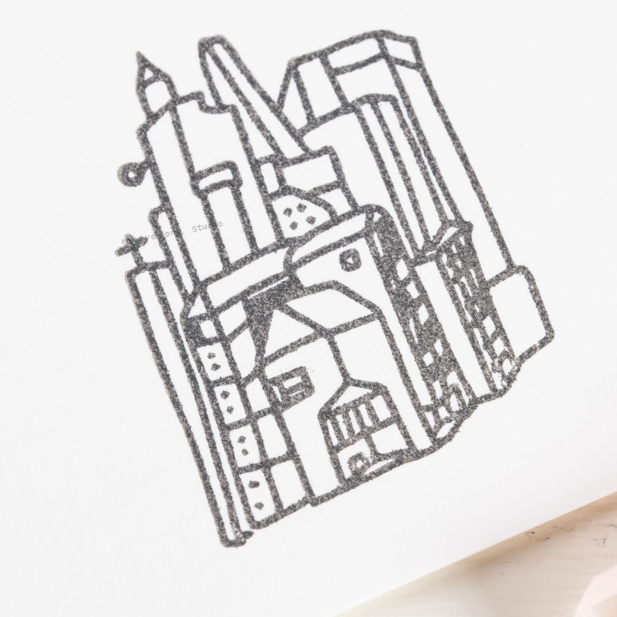 有點超現實的城鎮  膠版印章｜一分之一工作室 臺灣