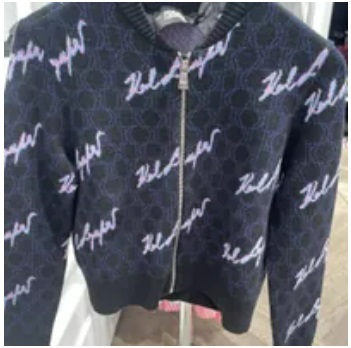 [S] KARL LAGERFELD MONOGRAM KNIT BOMBER,BLACK, 23FW2000-BLACK (SKL746)