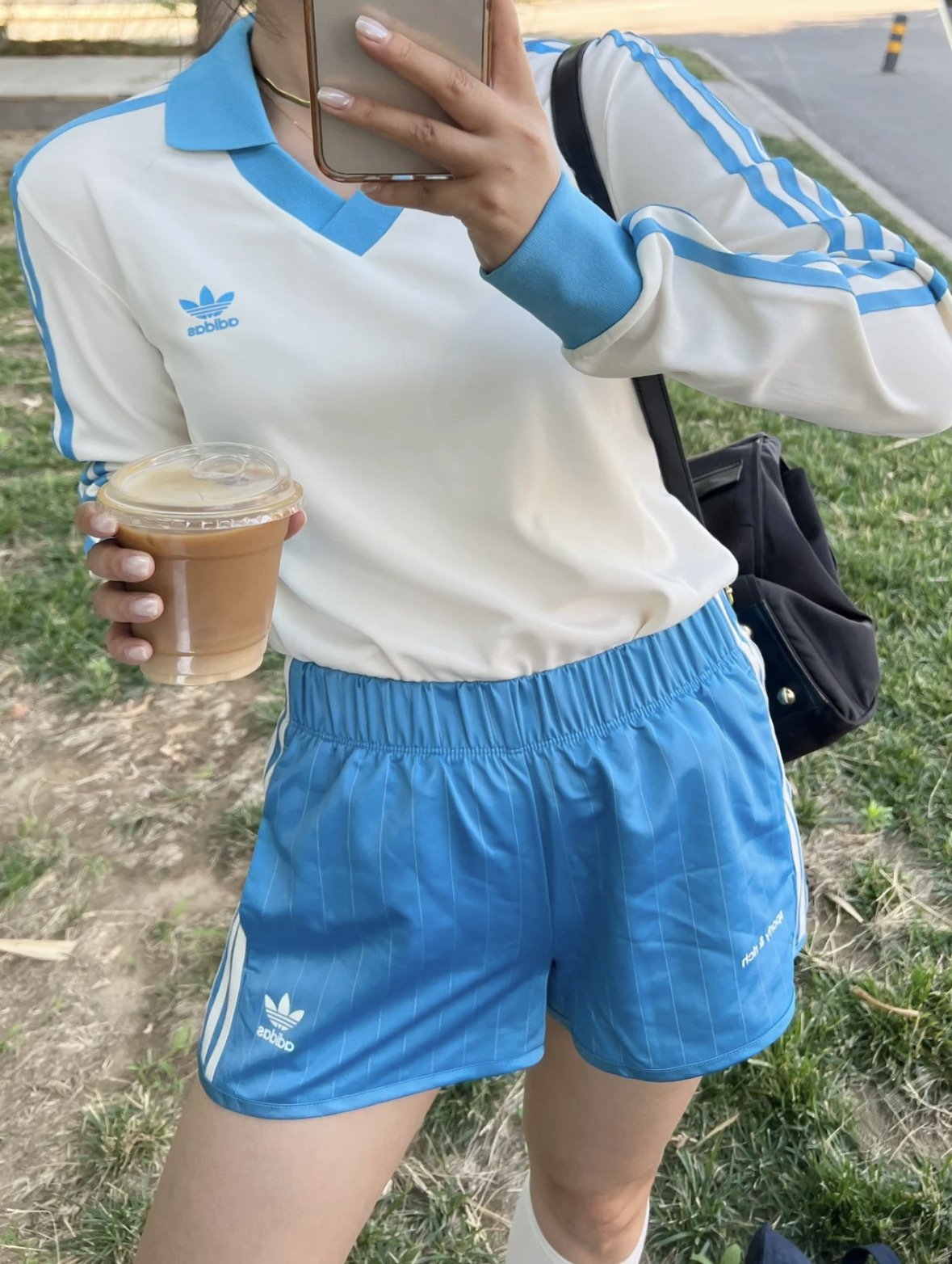 Adidas x Sporty & Rich 復古美式聯名長袖 牛奶寶寶藍