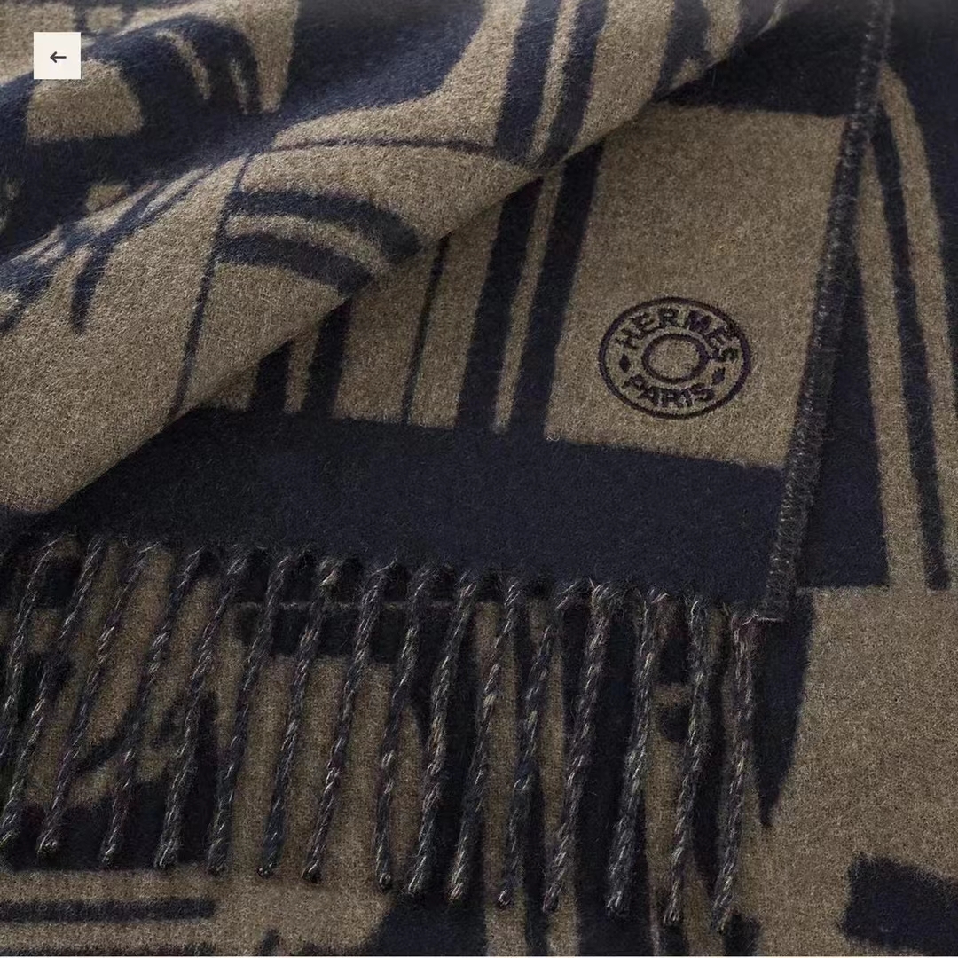 Hermes Clic Clac muffler BROWN/NAVY 啡色 頸巾 圍巾