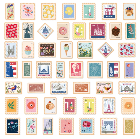 50张复古外国邮票