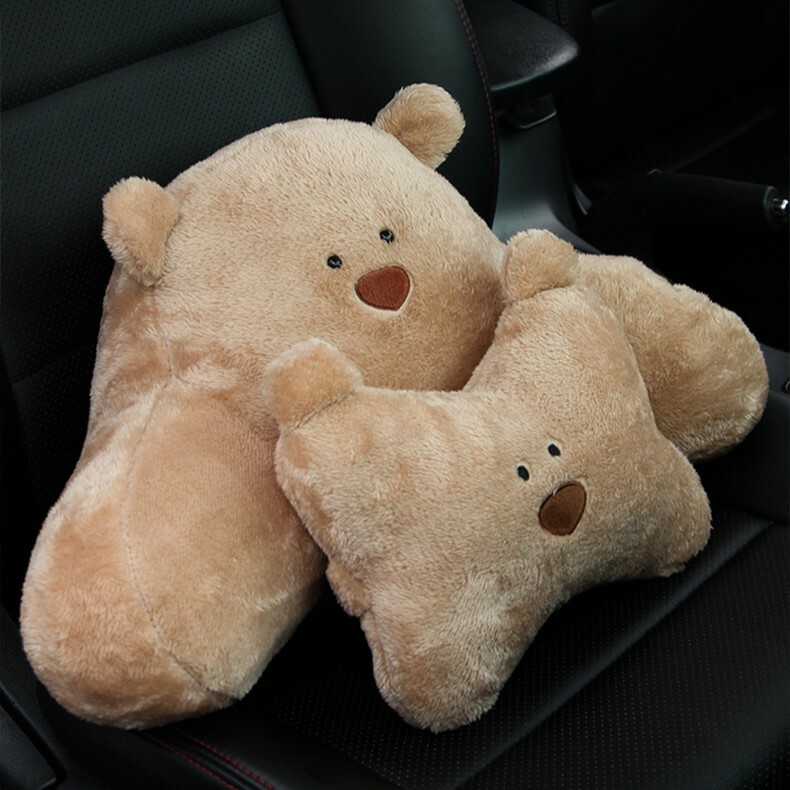 《3044》軟綿綿毛絨小熊汽車靠枕