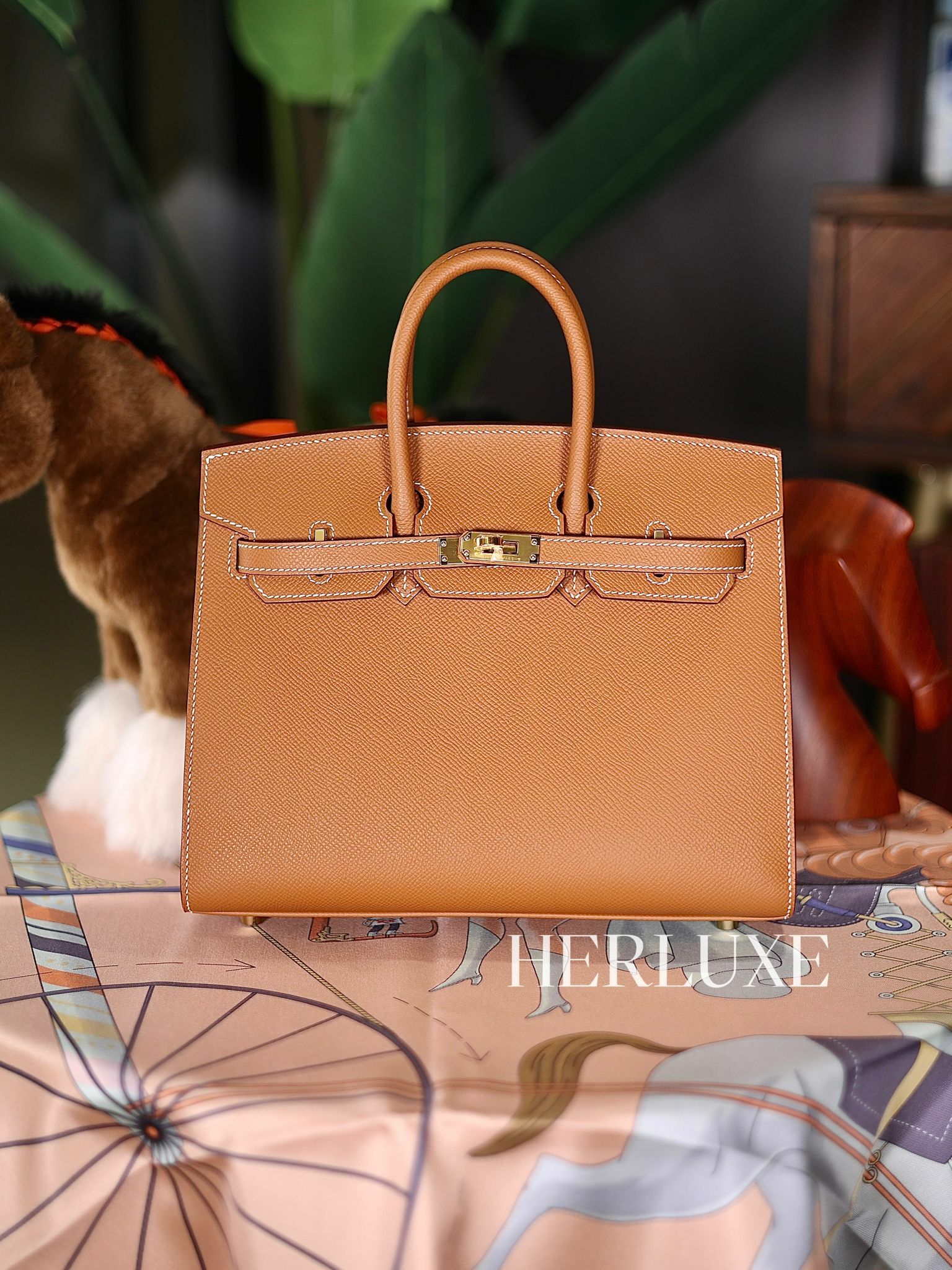 Birkin 25 37 gold cc epsom sellier W