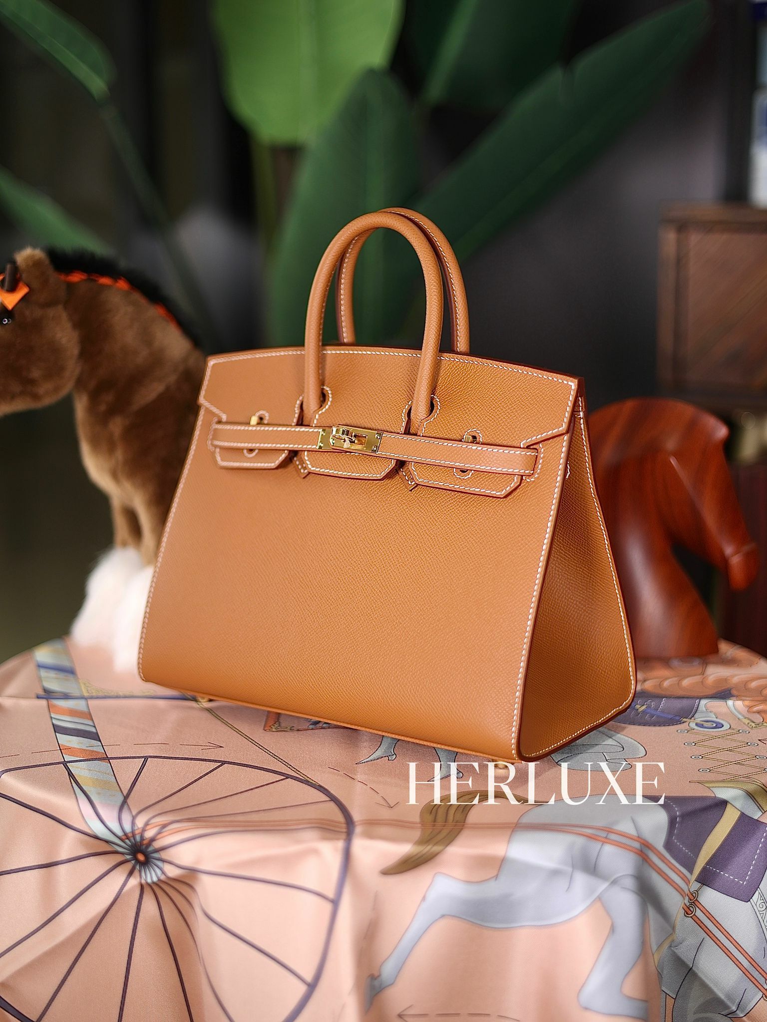 Birkin 25 37 gold cc epsom sellier W