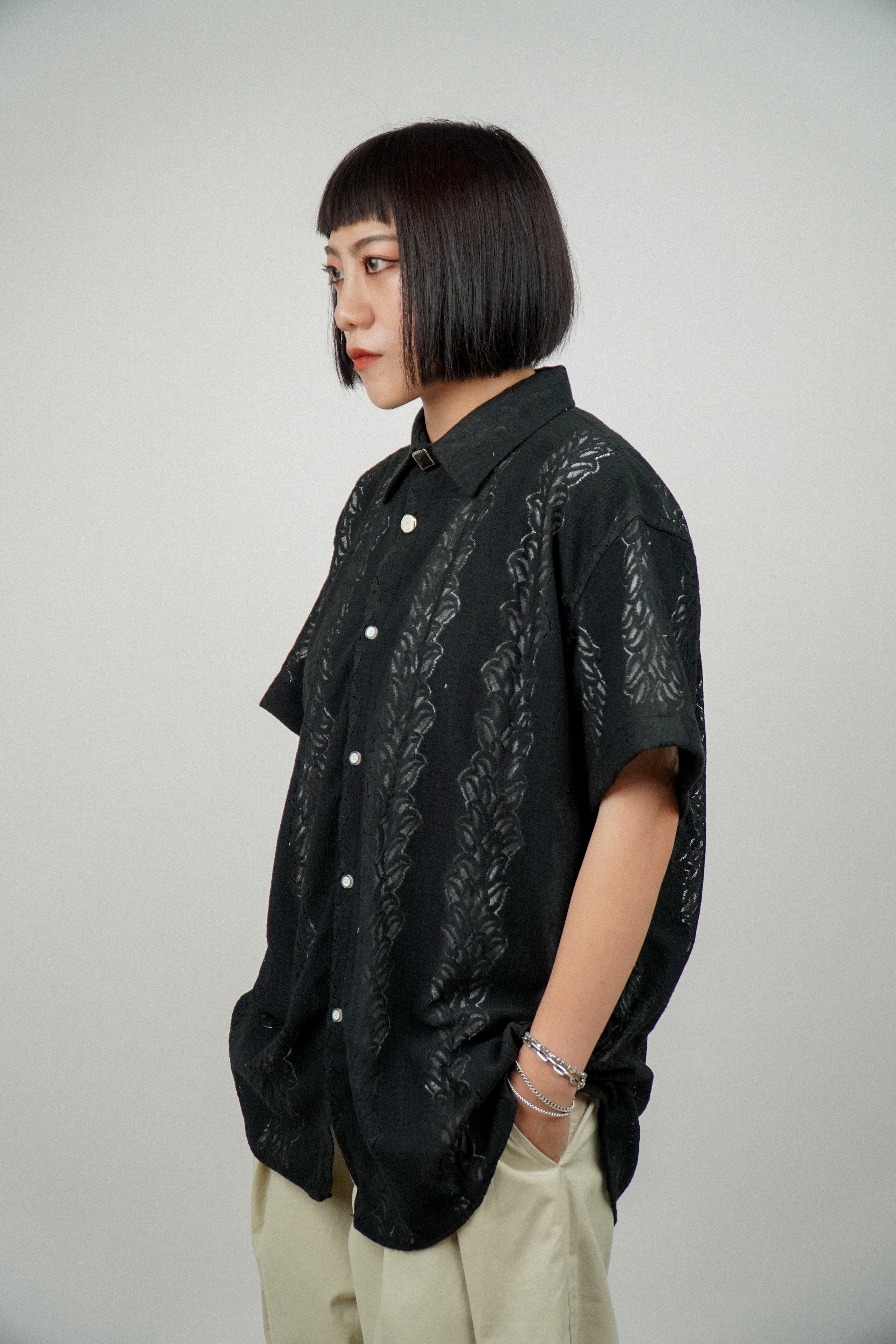 『Always_Good』日系 蕾絲 透膚 短袖襯衫