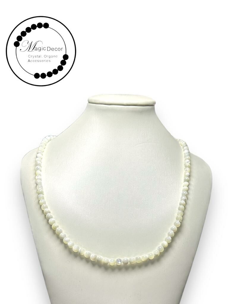 251013 - D36 5mm+ 白貝母3圈頸鏈