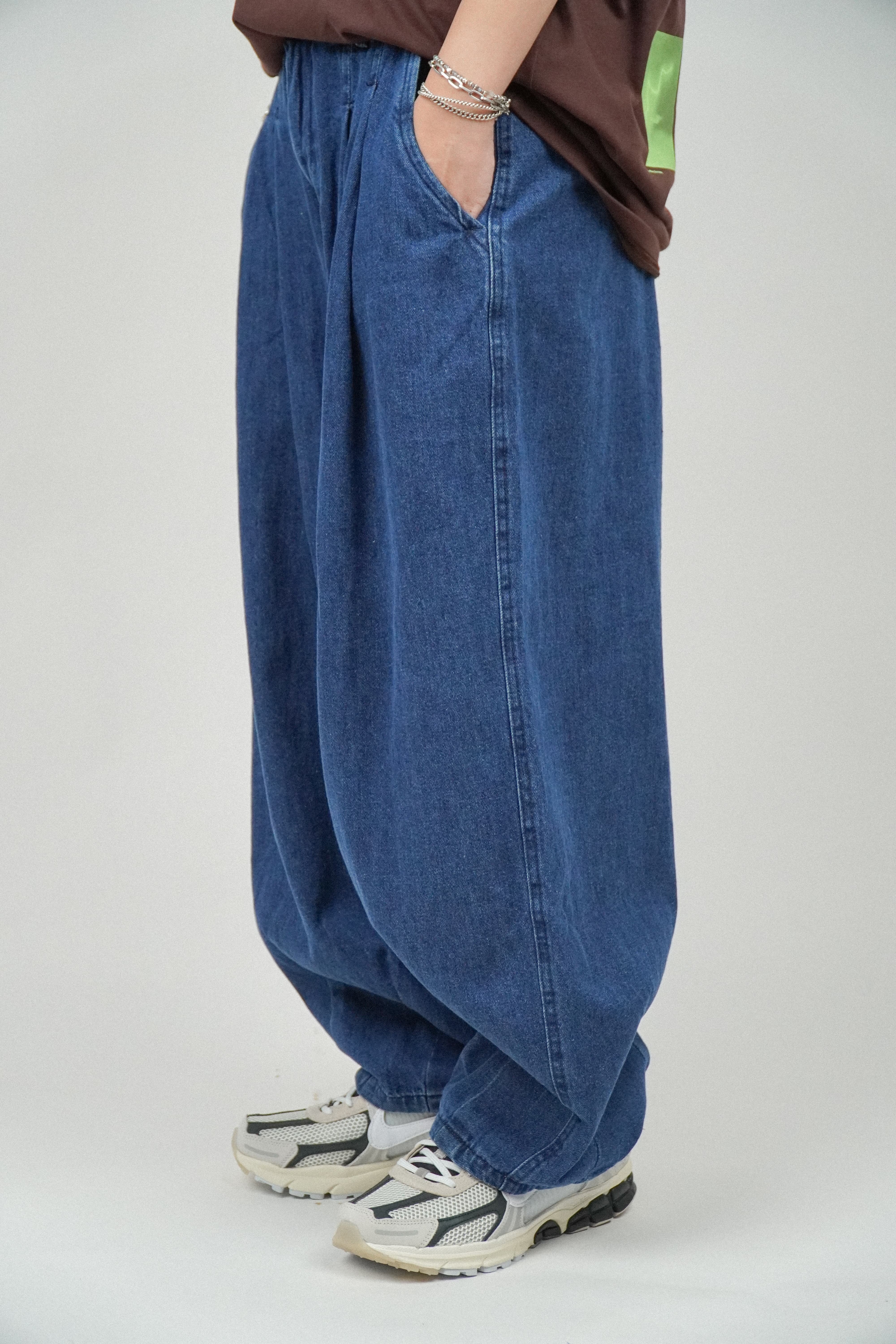 『Always_Good』日系 闊版 原色 牛仔 氣球褲