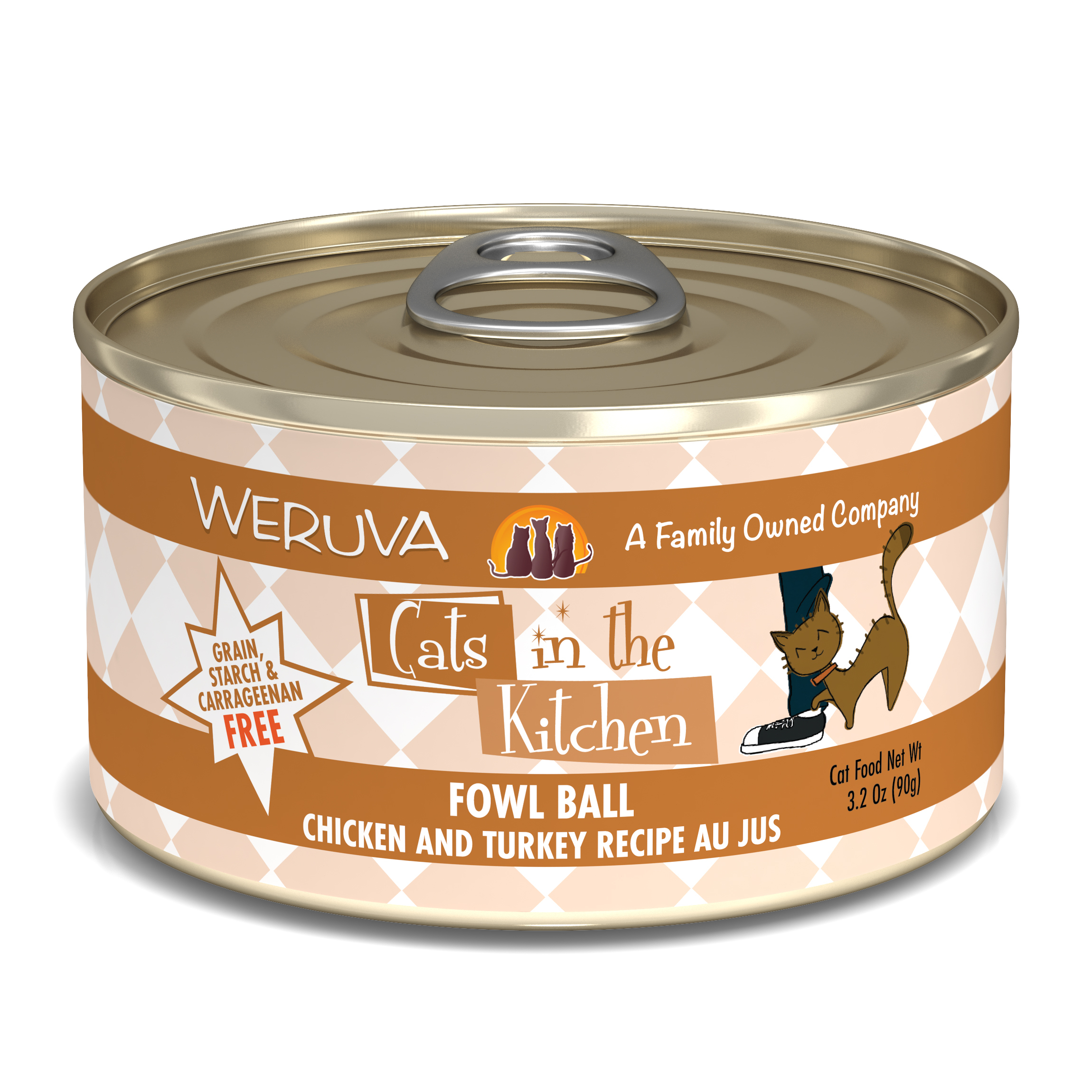 Weruva Cats in the Kitchen – 雞+火雞 (橙) Fowl Ball 90g