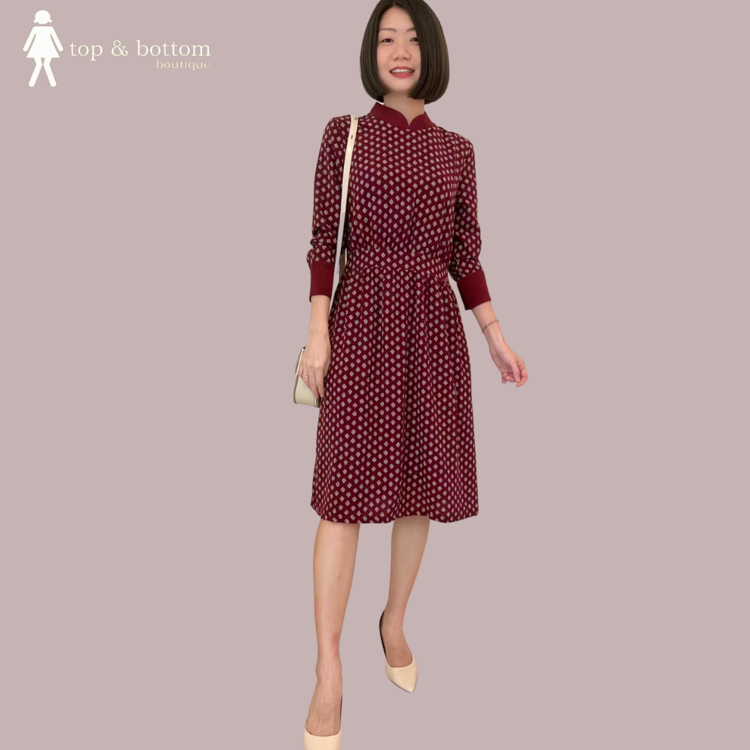 MANDARIN COLLAR PRINT DRESS