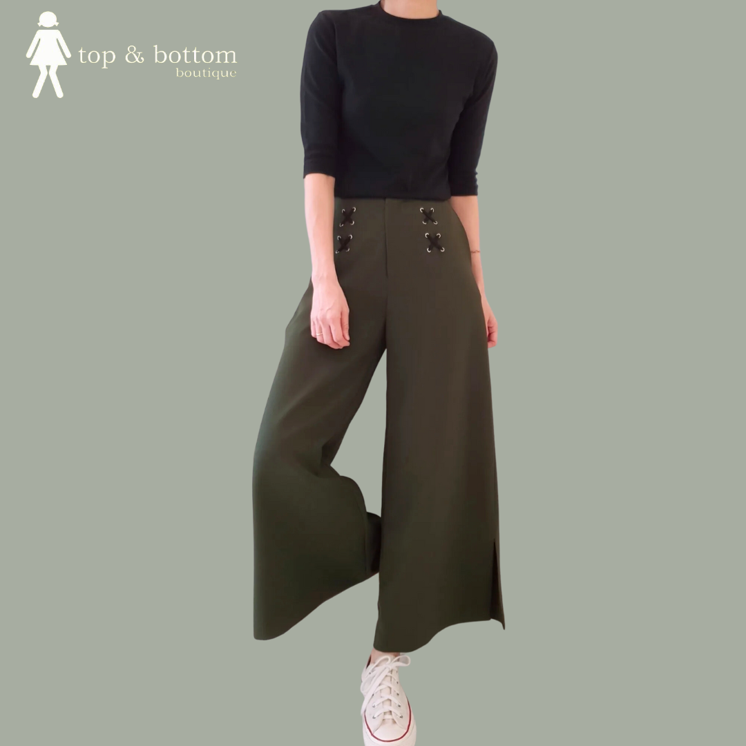 FRONT LACING WIDE LEG LONG CULOTTES
