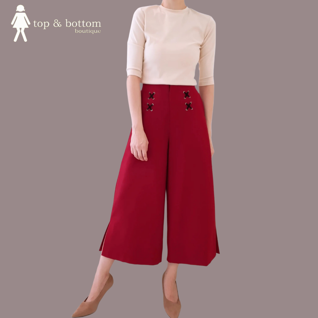 FRONT LACING WIDE LEG LONG CULOTTES