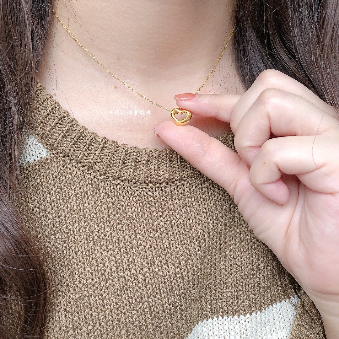 愛妳/幸福無限/銀向杏福/蘋安就是福/保佑平安 黃金墜子+玫瑰金色鋼項鍊/黃金項鍊