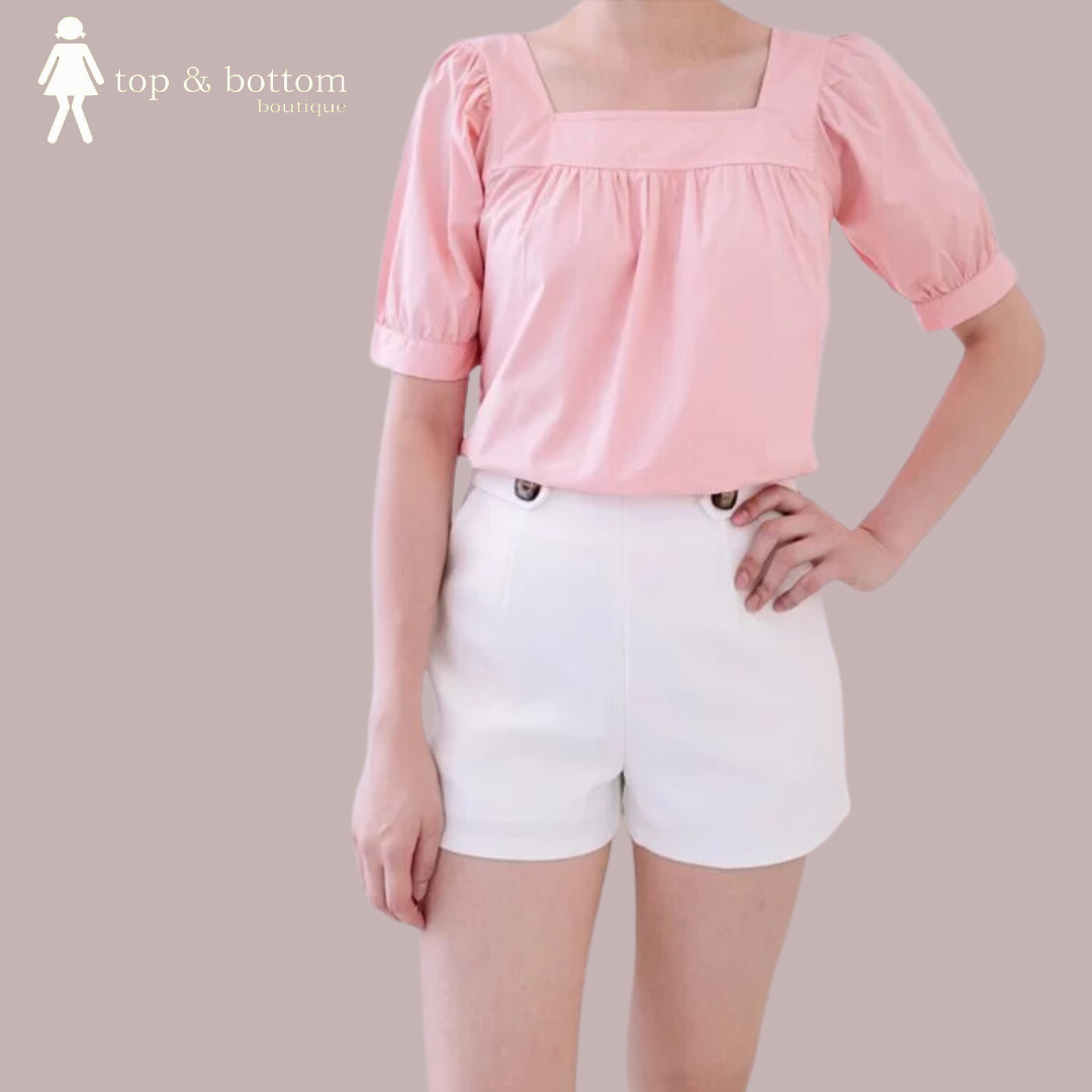 SOLID PUFFY SLEEVE BLOUSE
