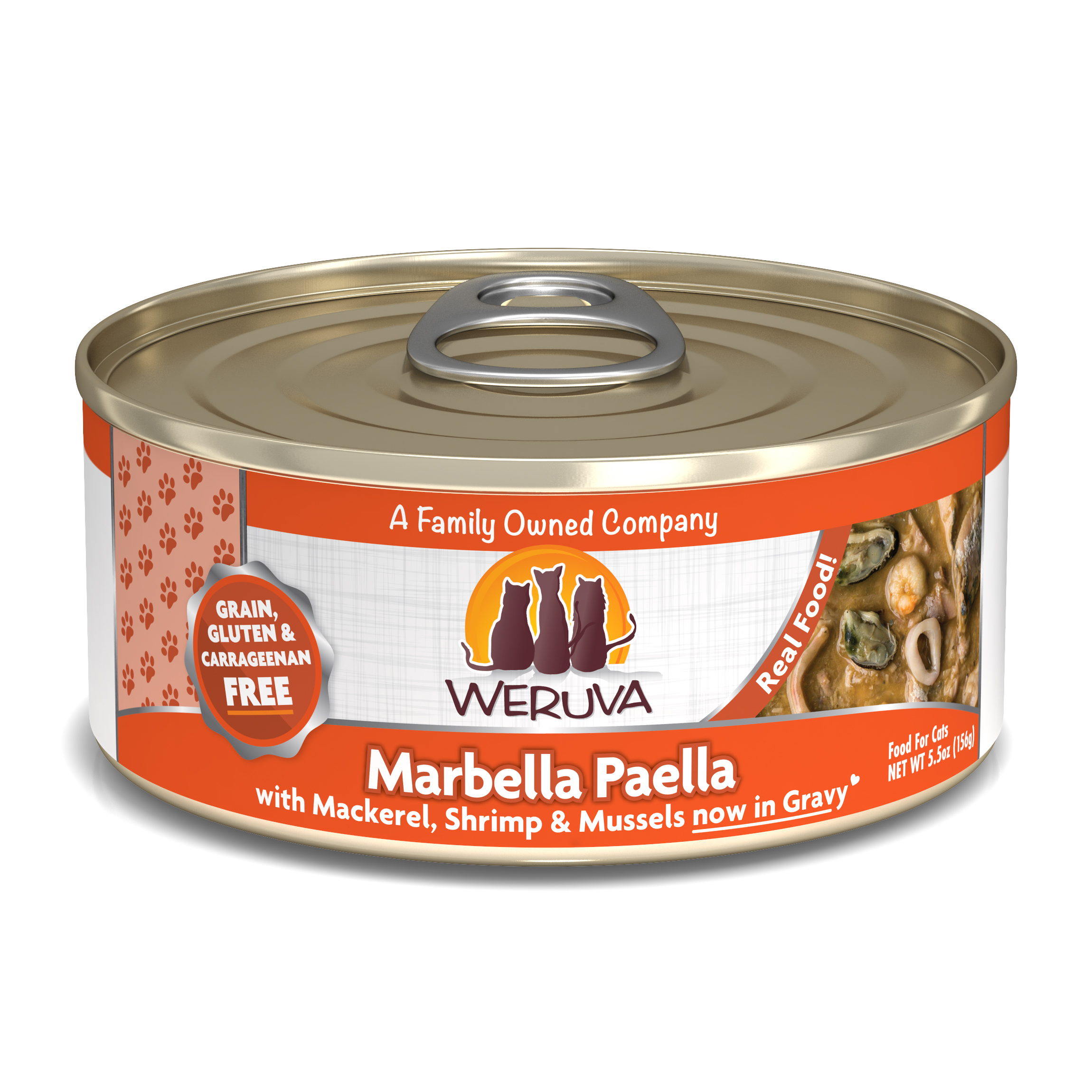 Weruva Classic - 鯖魚+海蝦+魷魚+青口 (橙) Marbella Paella 156g