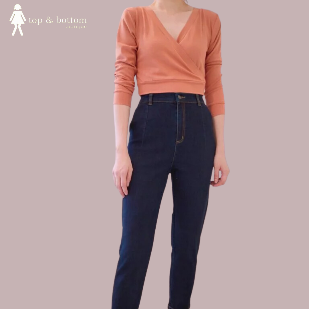 SOLID L/SLEEVE CROP TOP