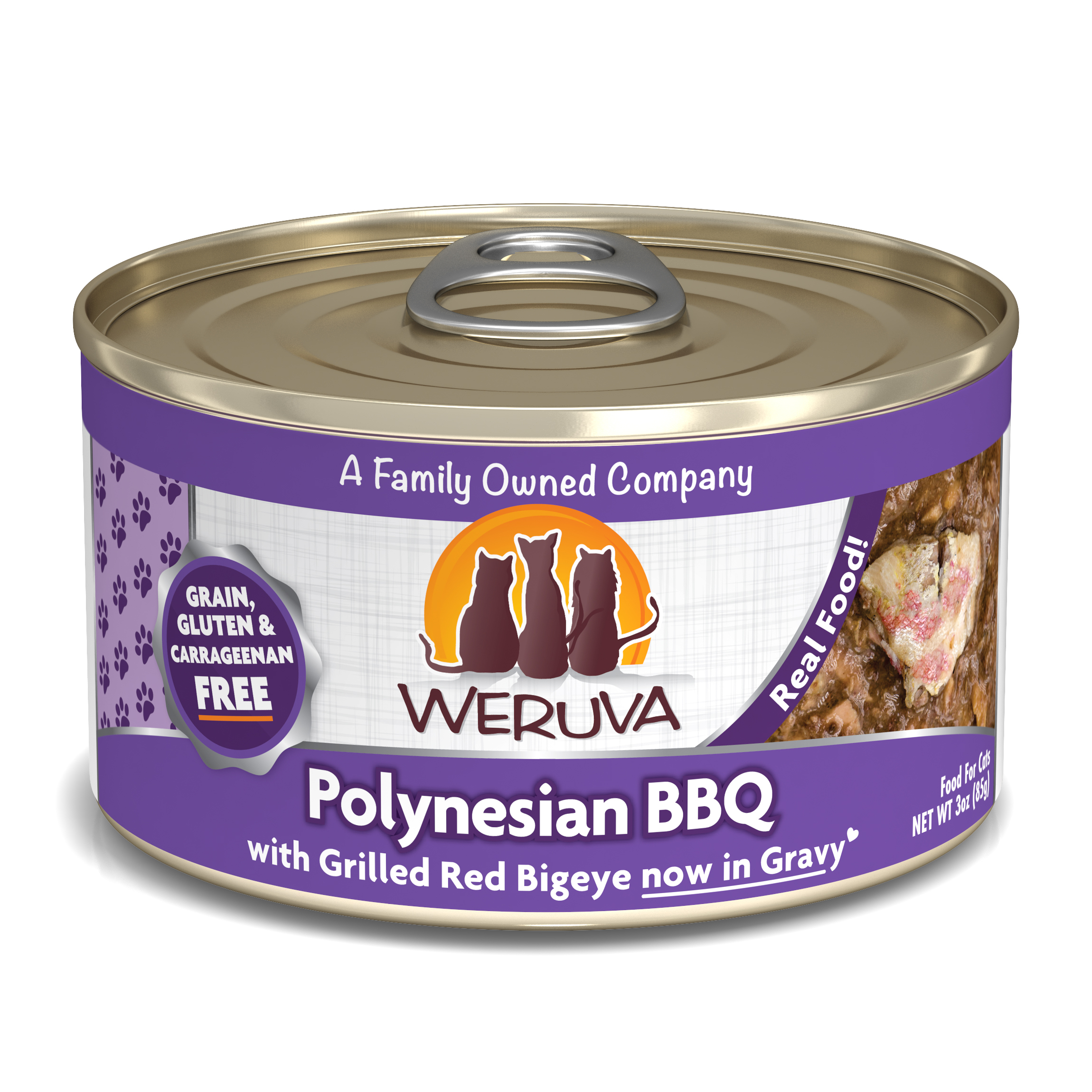 Weruva Classic - 大眼鯛魚+沙甸+吞拿 (紫) Polynesian BBQ 85g