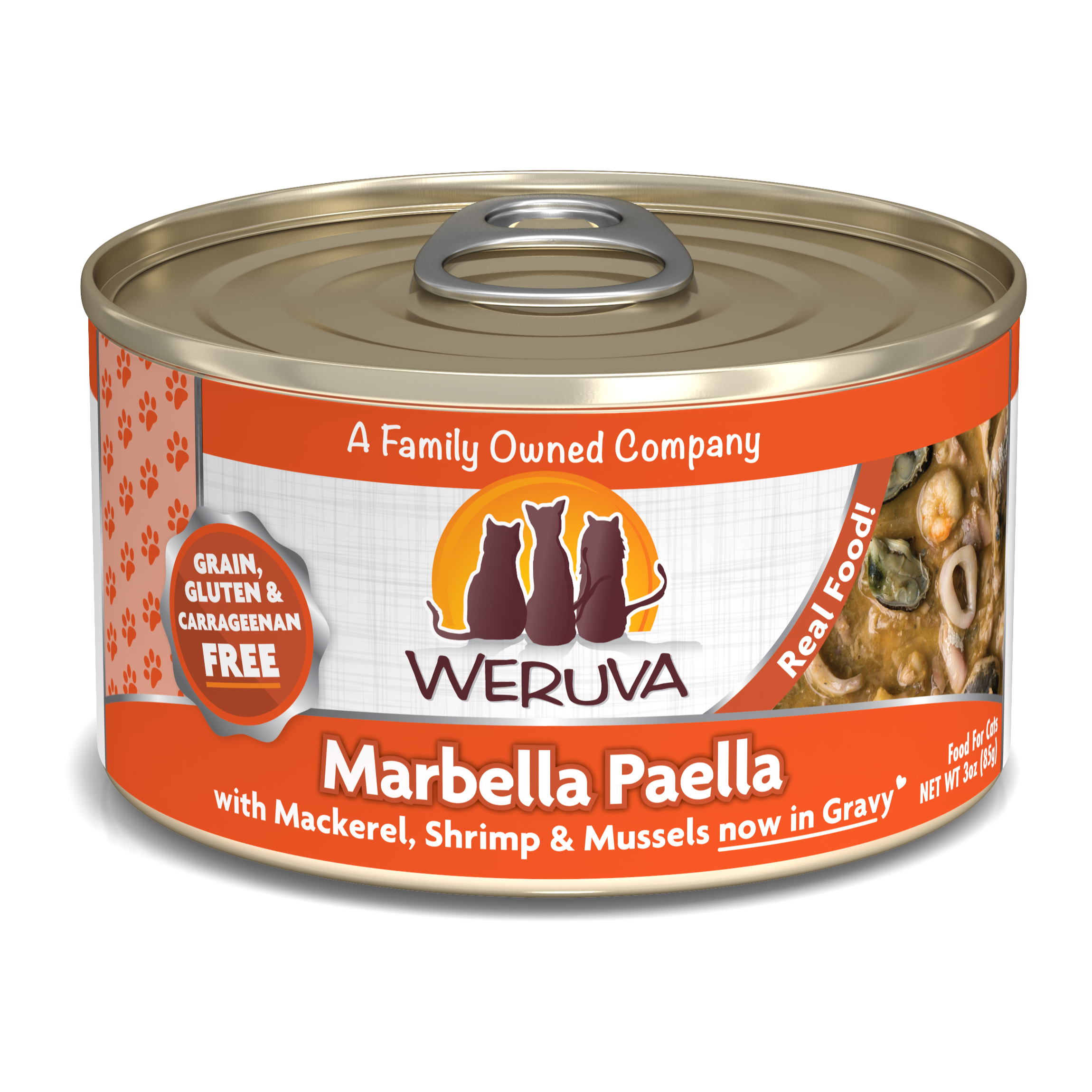 Weruva Classic - 鯖魚+海蝦+魷魚+青口 (橙) Marbella Paella 85g