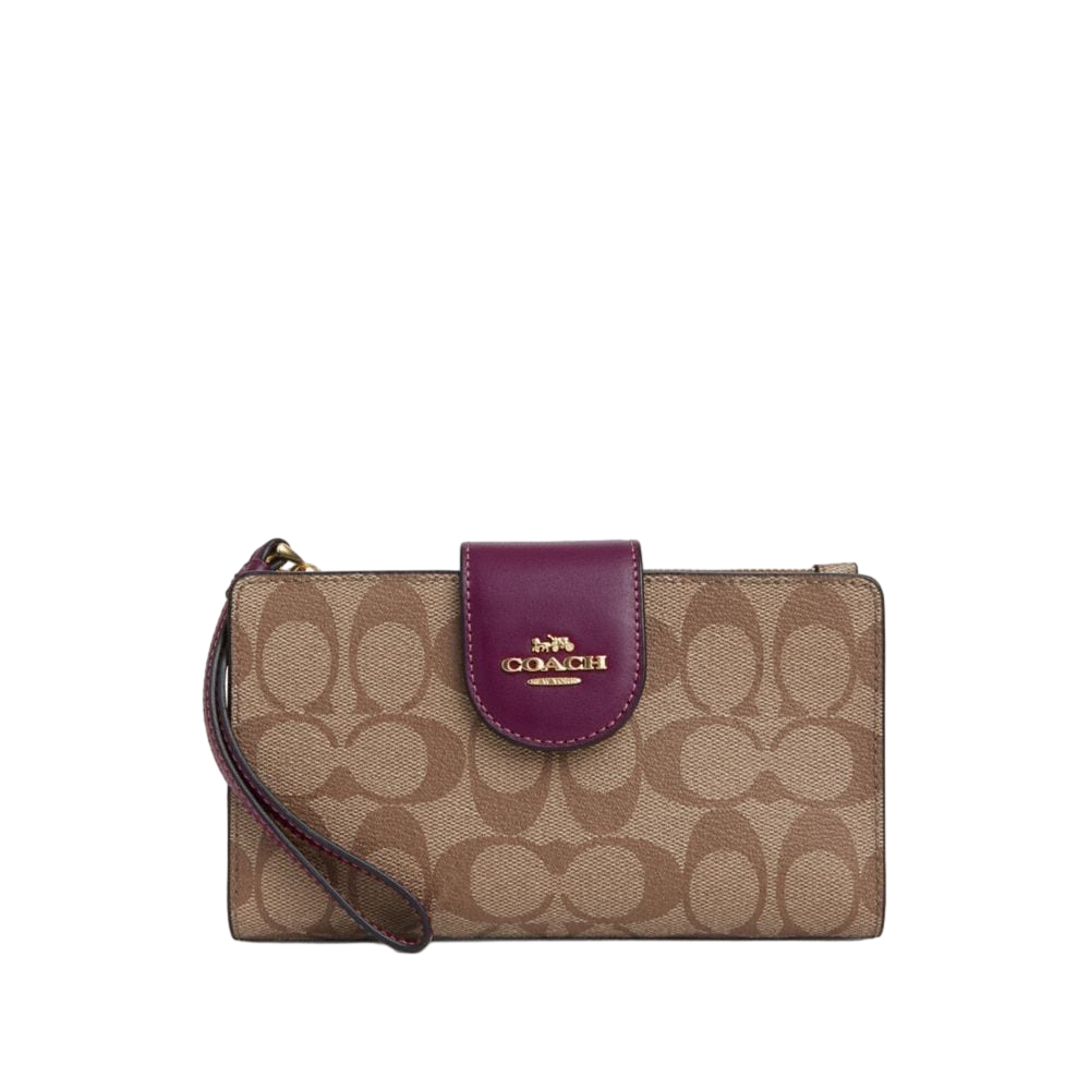 【Coach Outlet】Phone Wallet In Colorblock Signature Canvas 紅