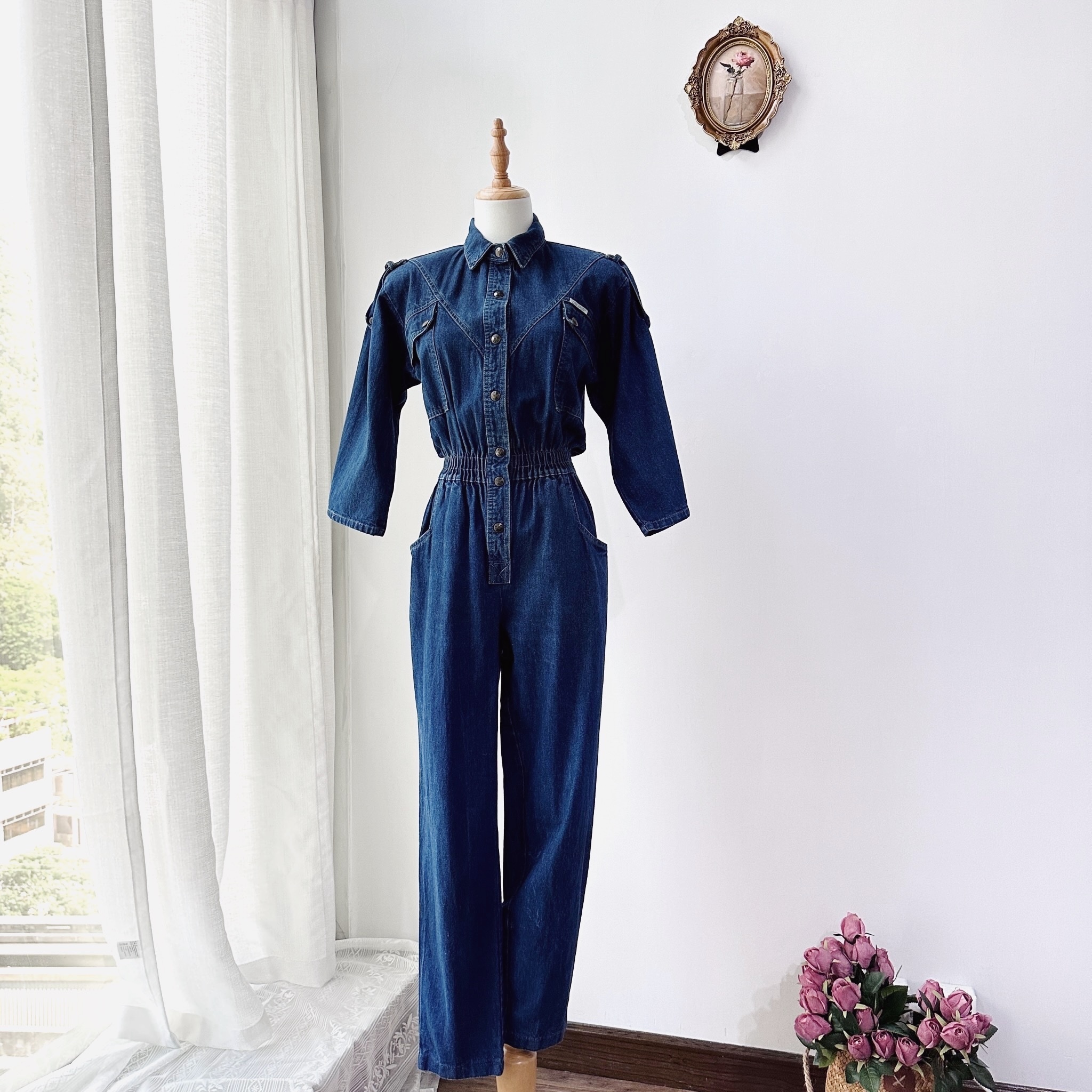 1980s Dreams 牛仔長袖古著連身褲