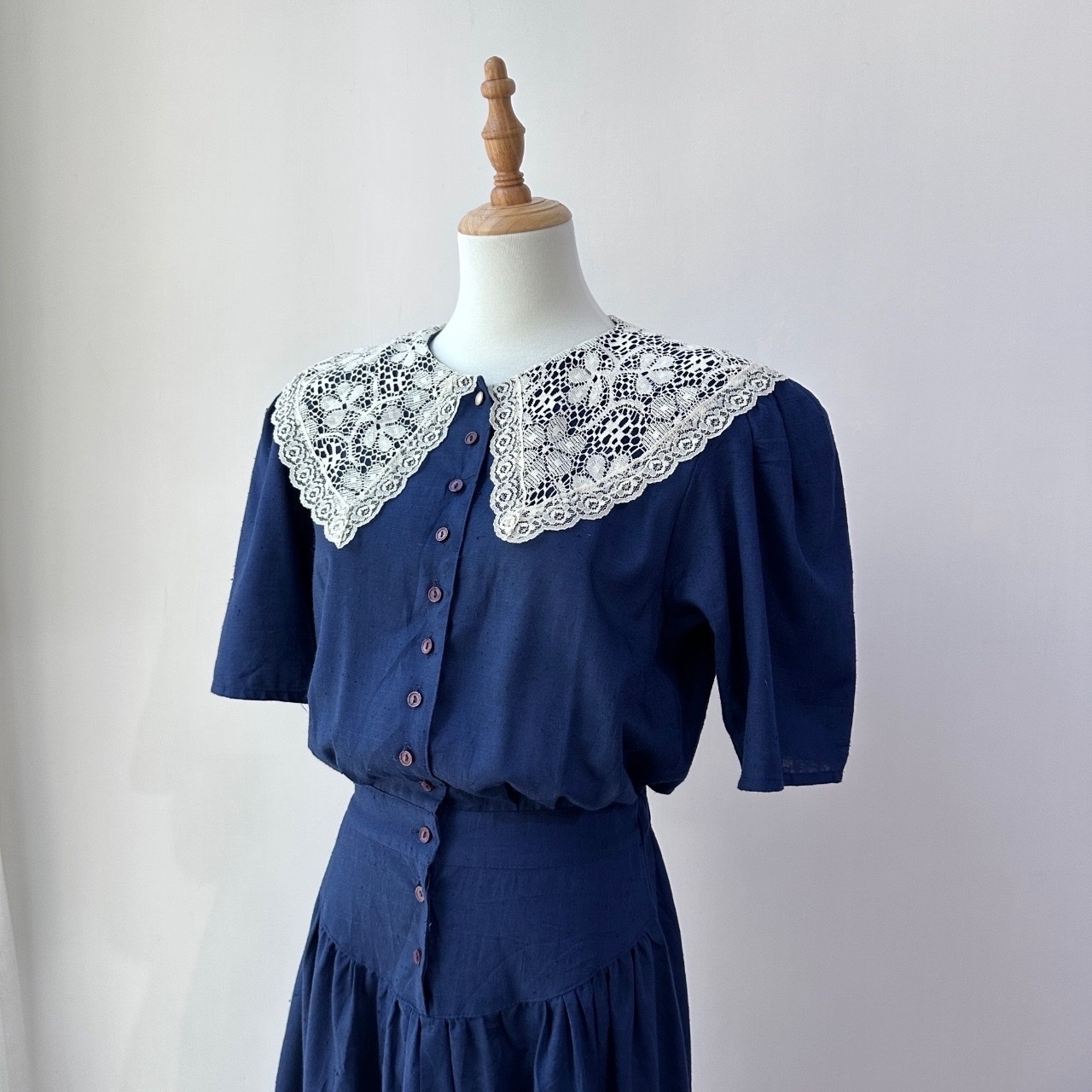 BETSY'S THINGS 美國製蕾絲大領口古著連身裙