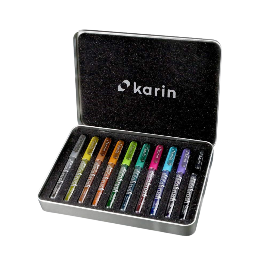 Karin 金屬色液態墨水筆 (10支鐵盒裝)