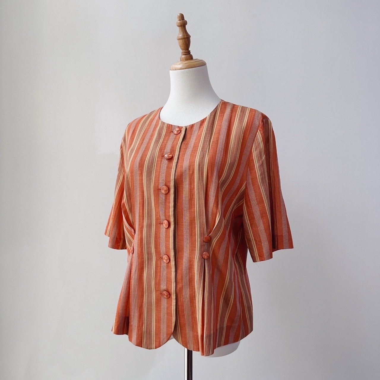 啡橙色直間圓領上衣