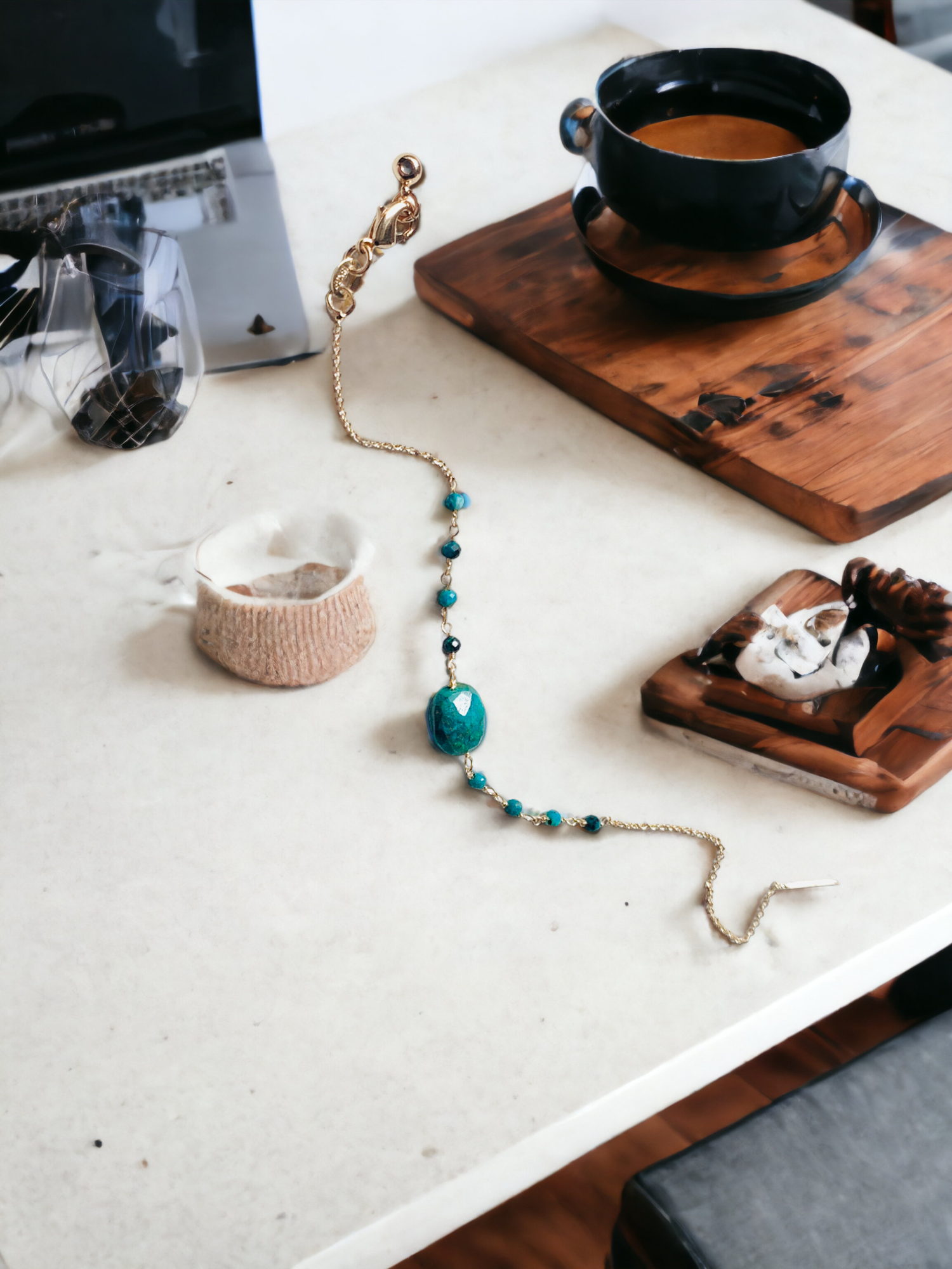 手工繞線手鍊 - 矽孔雀石