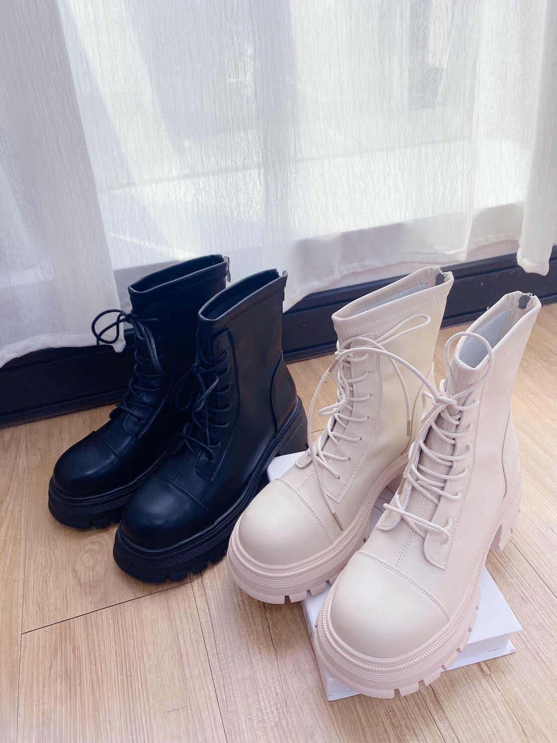 綁結後拉鍊短靴