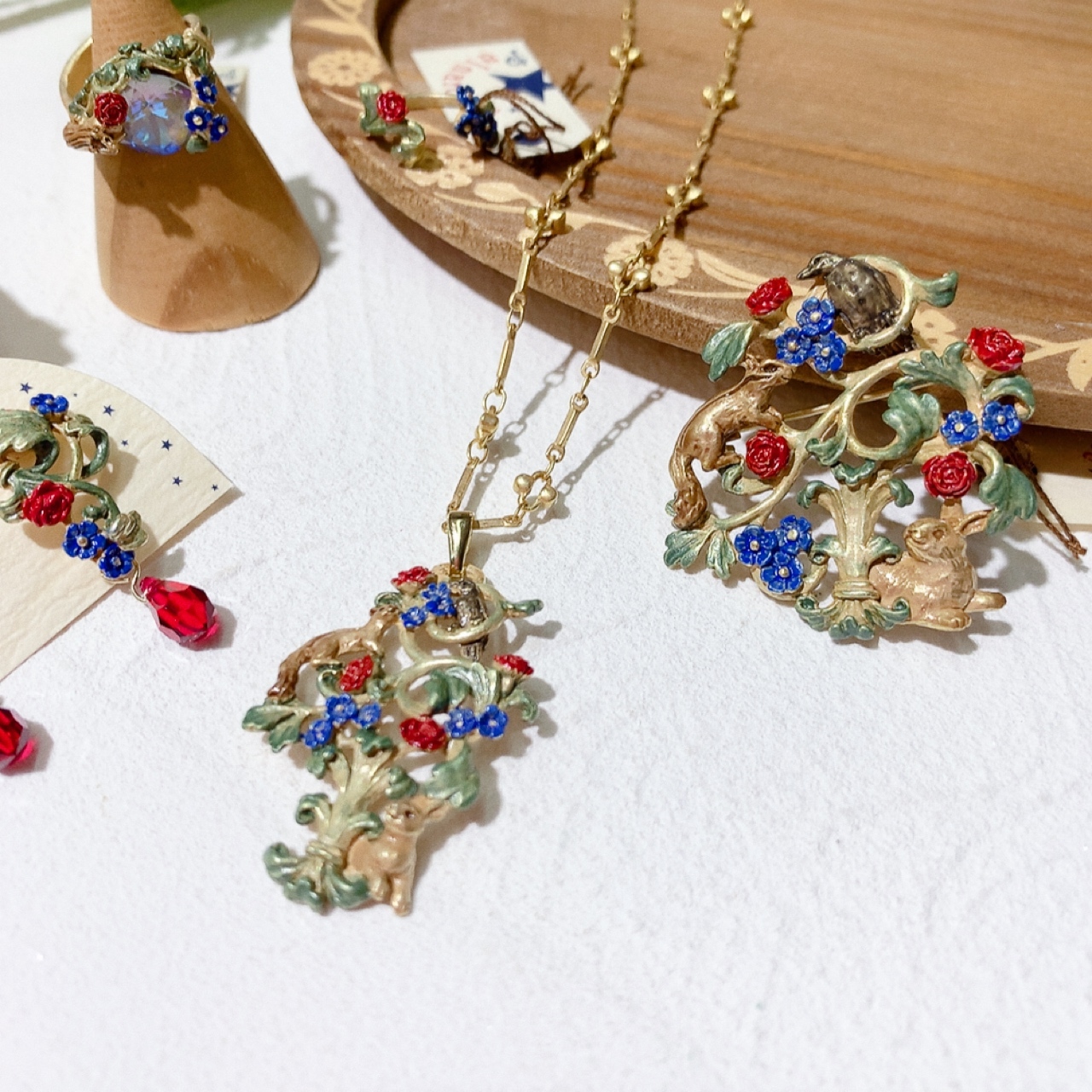 羅馬式花卉耳環/頸鏈/戒指/耳骨夾/胸針