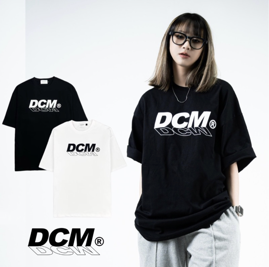 DISCERNMENT DCM 倒影LOGO落肩 寬鬆 五分袖