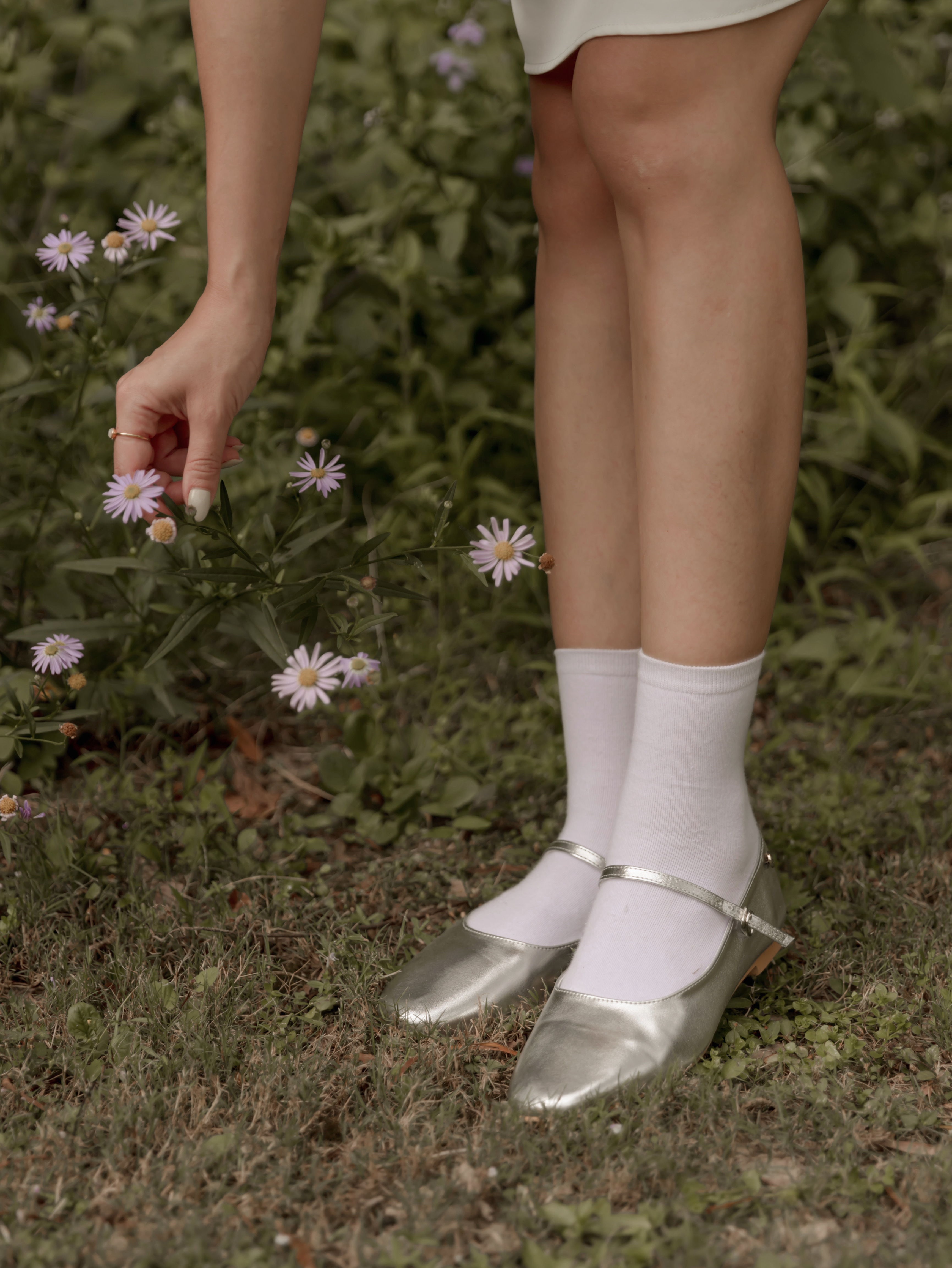 銀色包頭娃娃鞋（3尺寸）