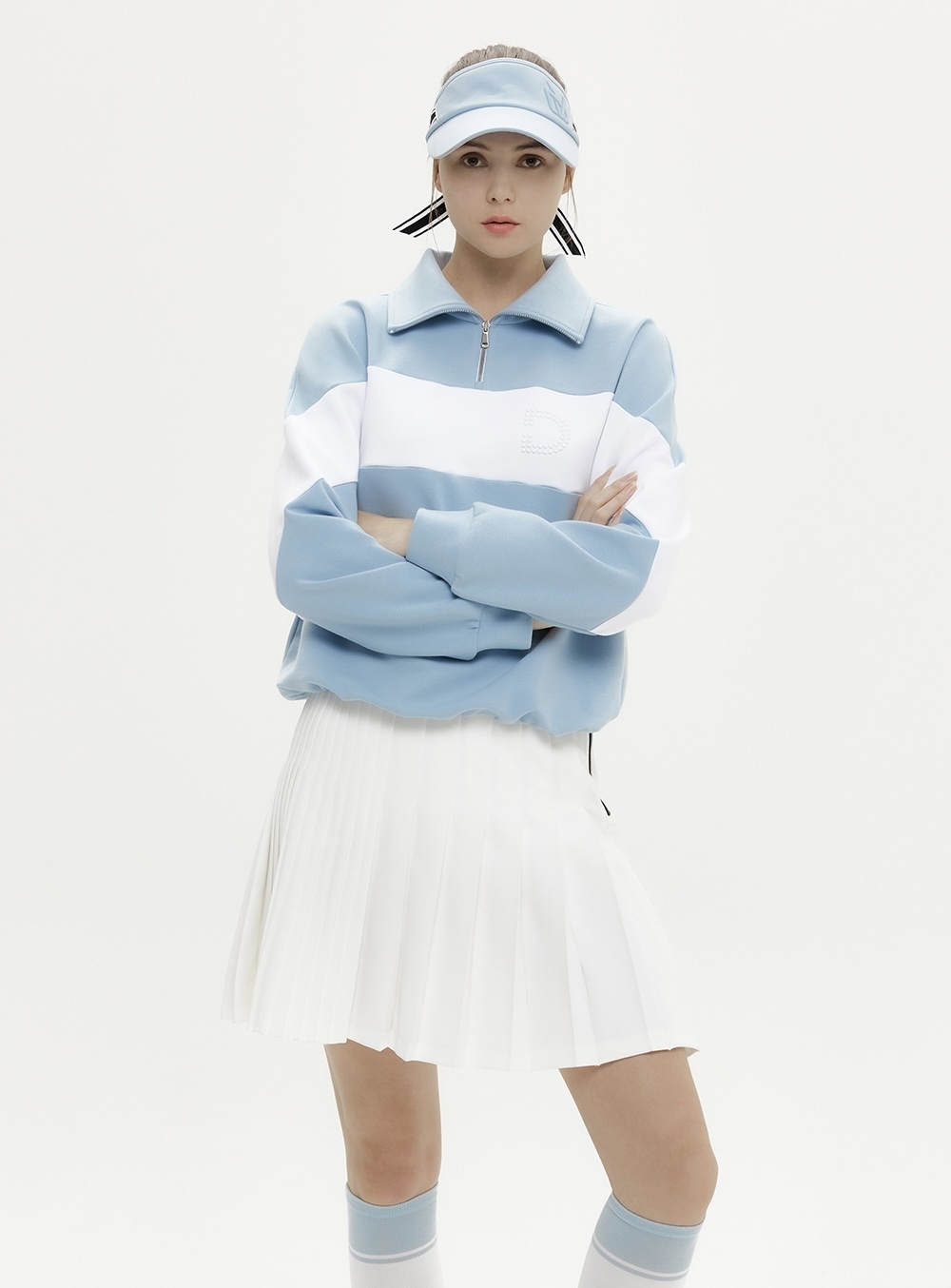 女 10M 韓國度維克高球品牌 5折起/舒適寬鬆休閒風格半拉鍊長袖T上衣/高爾夫球衣 網球衣