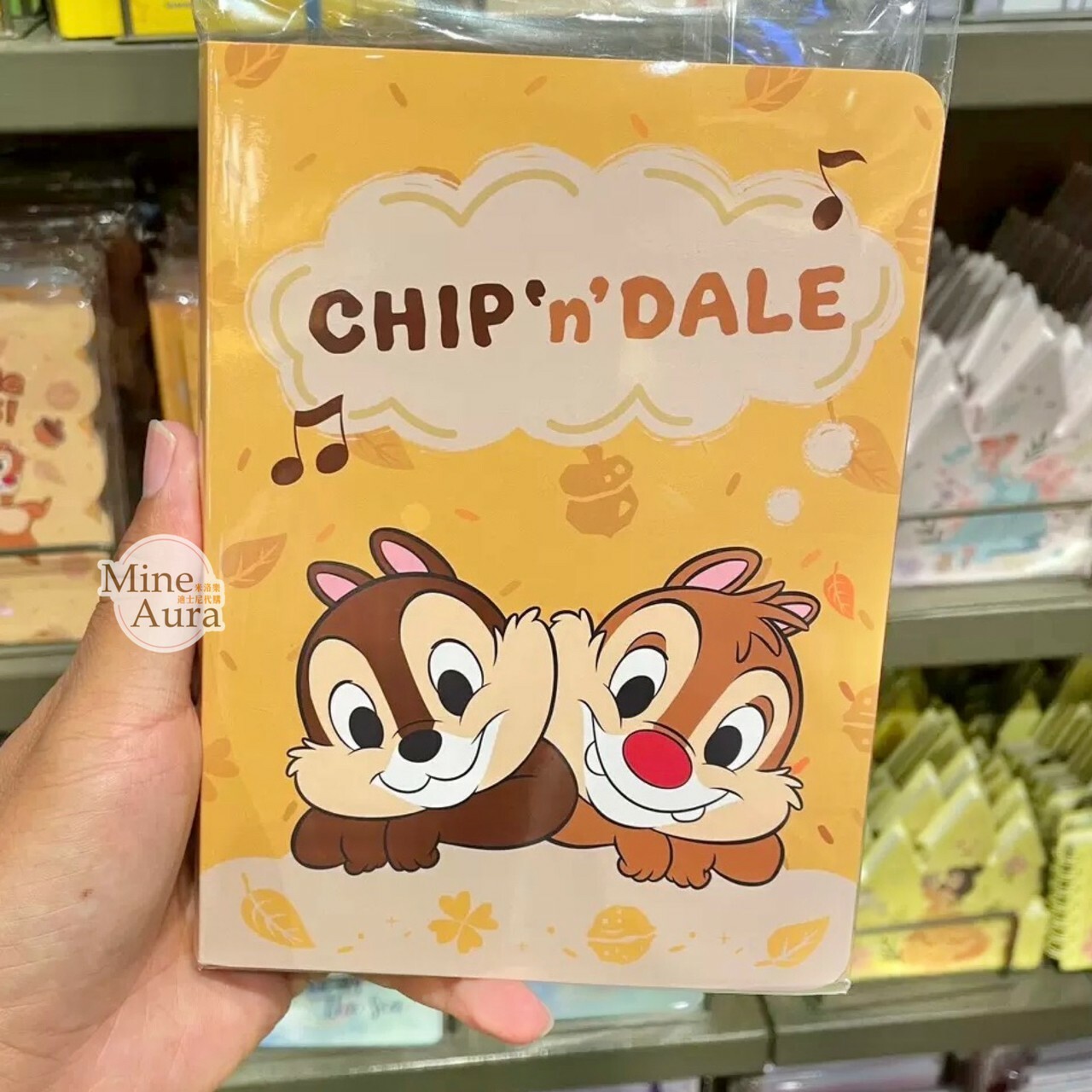 奇奇蒂蒂 Chip 'n Dale 音符 圖案 黃色 便條本 -上海迪士尼樂園