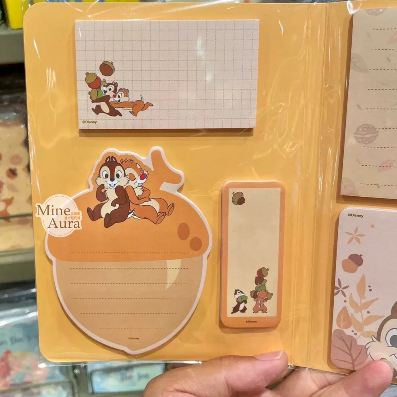 奇奇蒂蒂 Chip 'n Dale 音符 圖案 黃色 便條本 -上海迪士尼樂園