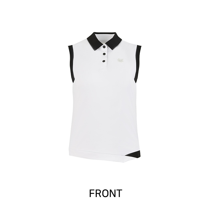 女 10M 韓國度維克高球品牌 5折起/法式撞色Y領無袖T上衣/高爾夫球衣 網球衣