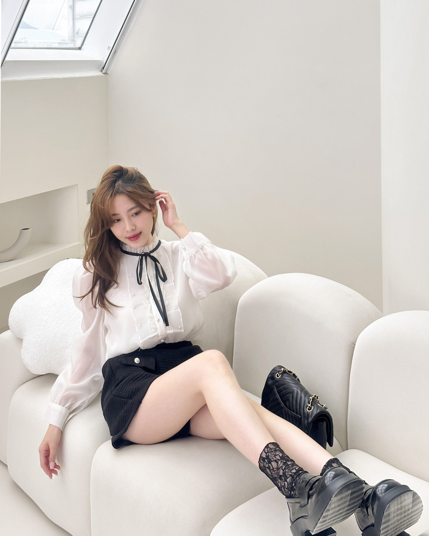 甜美優雅純色透肌蕾絲襪-迷人黑