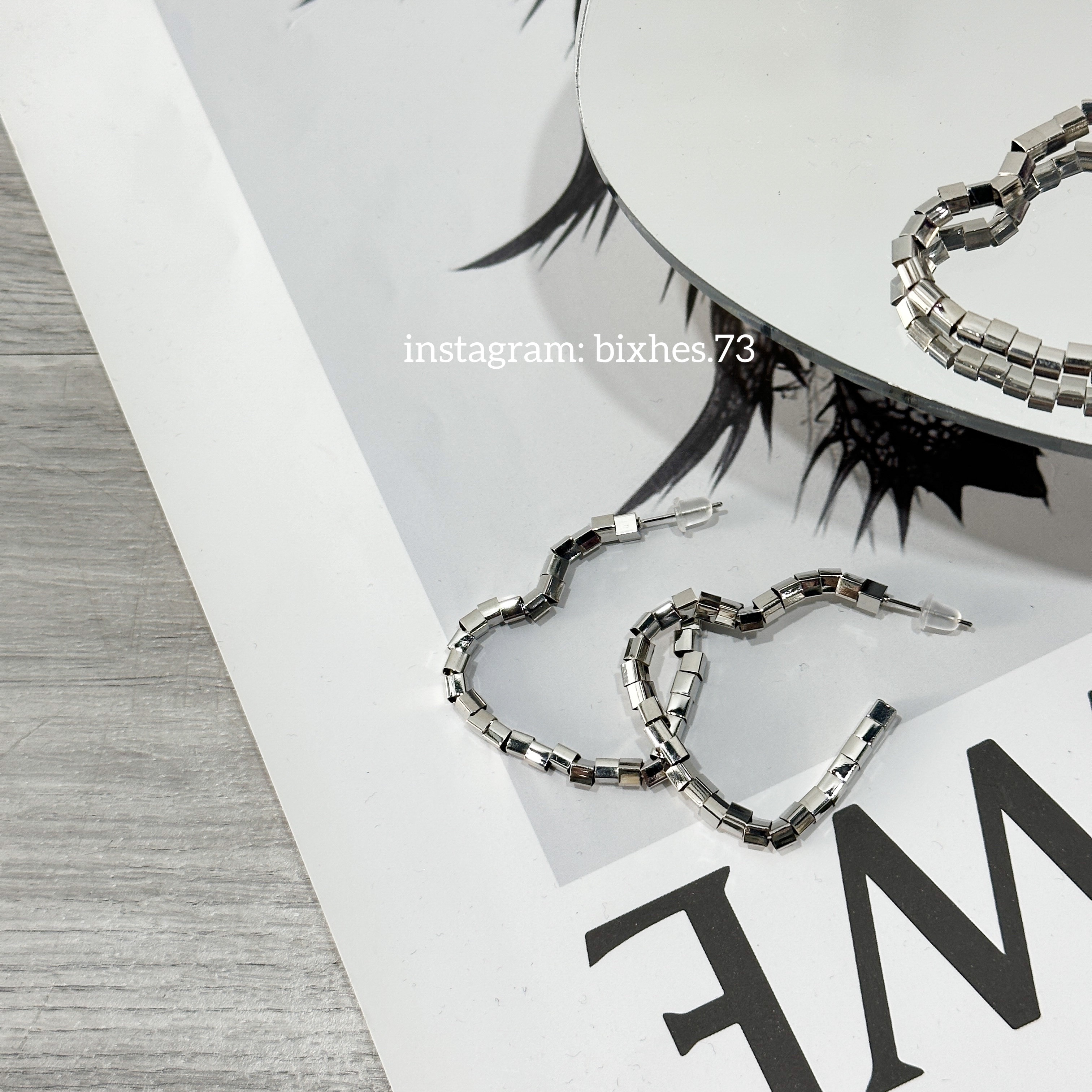 質感小方塊愛心耳環(K00053)