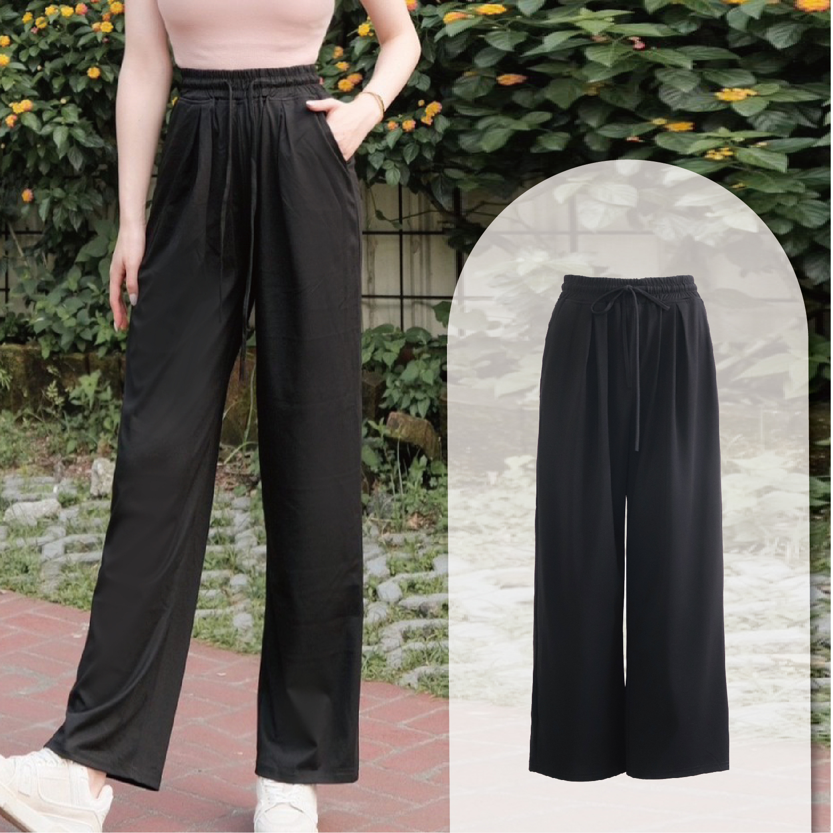 簡約休閒涼感褲Air.01-黑