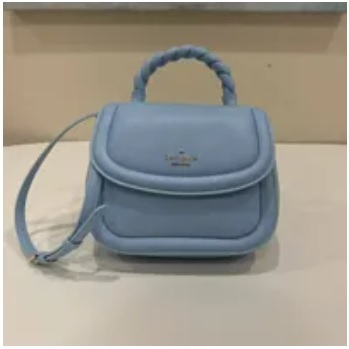 [S] KATE SPADE KC720 PUFFY LEATHER BRAIDED HANDLE TOP,CELESTE BLUE, 196021318825 (SKS817)