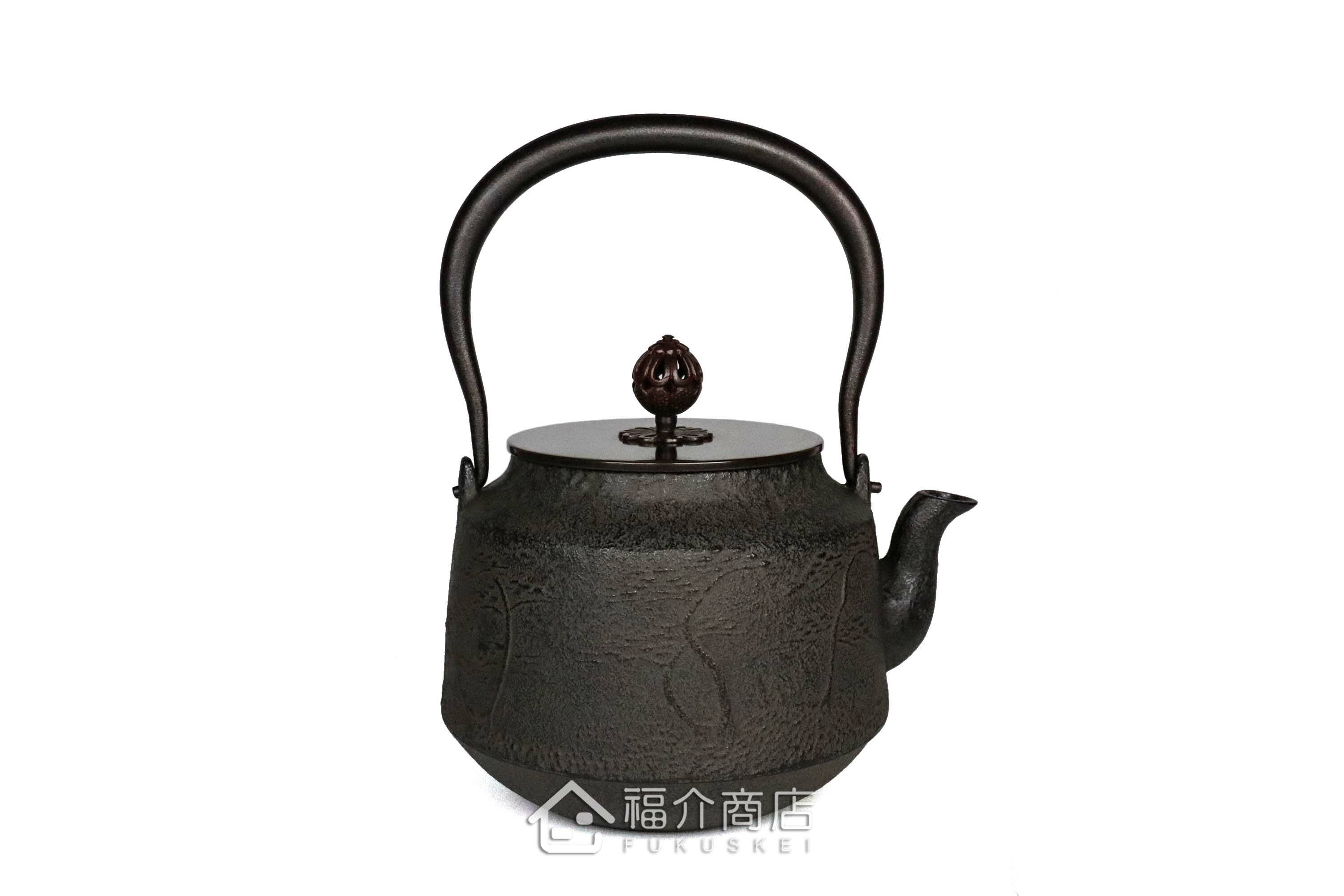 煮水泡茶用的銅蓋松紋鐵壺