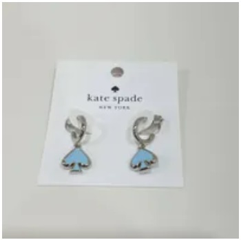 [S] KATE SPADE KC442 EVERYDAY SPADE EARRIGS,CELESTE BLUE, 196021346538 (SKS821)
