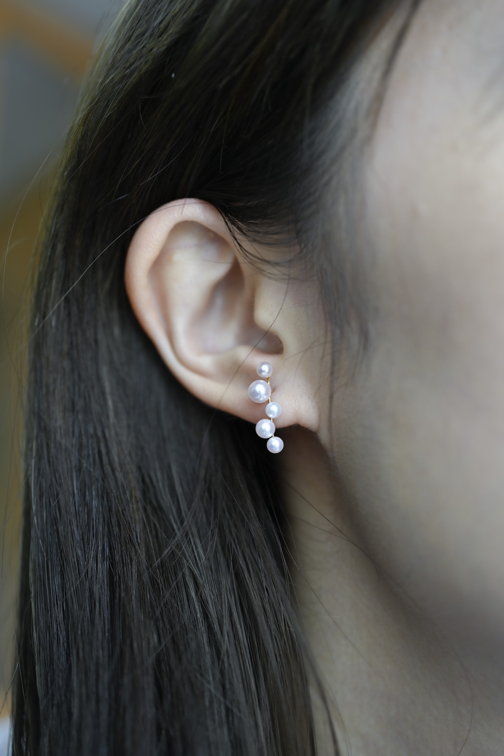 18K Akoya Pearl Long Bar Earring