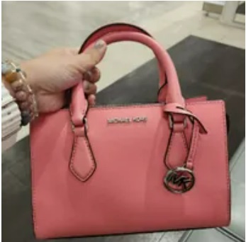 [S] MICHAEL KORS 35S3S6HS5L SHEILA SM CNTR ZIP NON-LEATHER VEGAN SATCHEL,TEA ROSE, 196163785998 (SMK545)