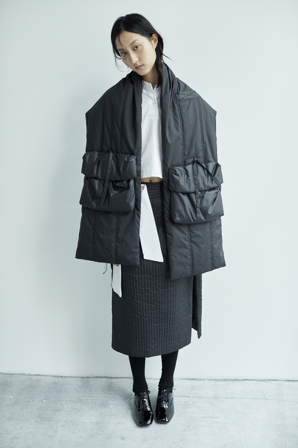 大口袋綁帶鋪棉背心