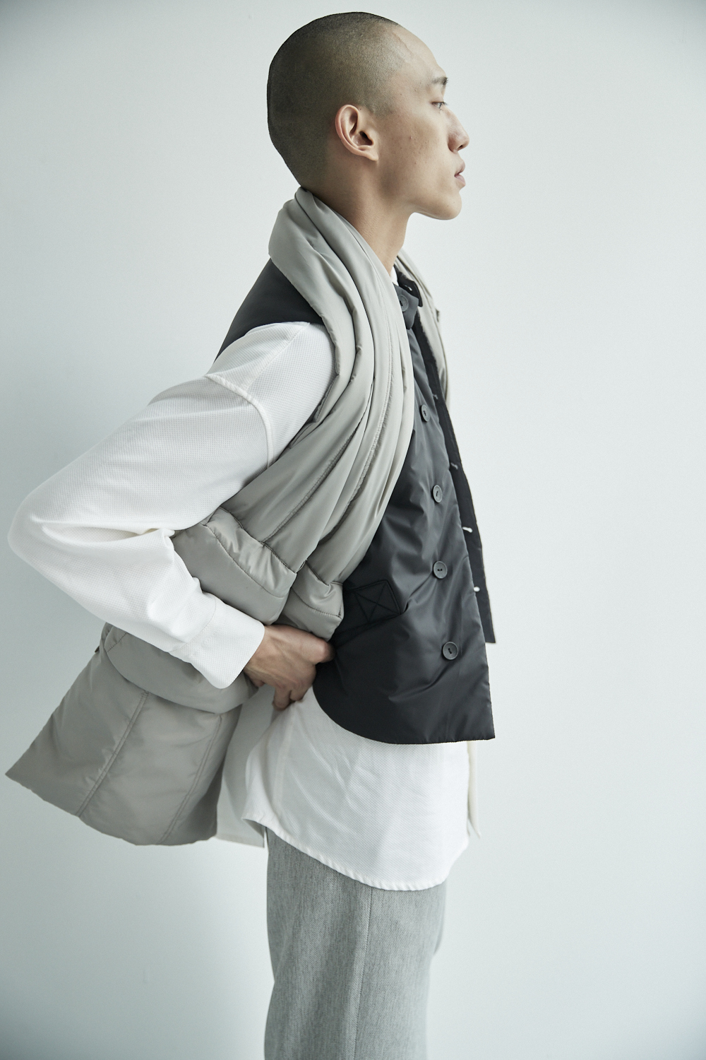 大口袋綁帶鋪棉背心