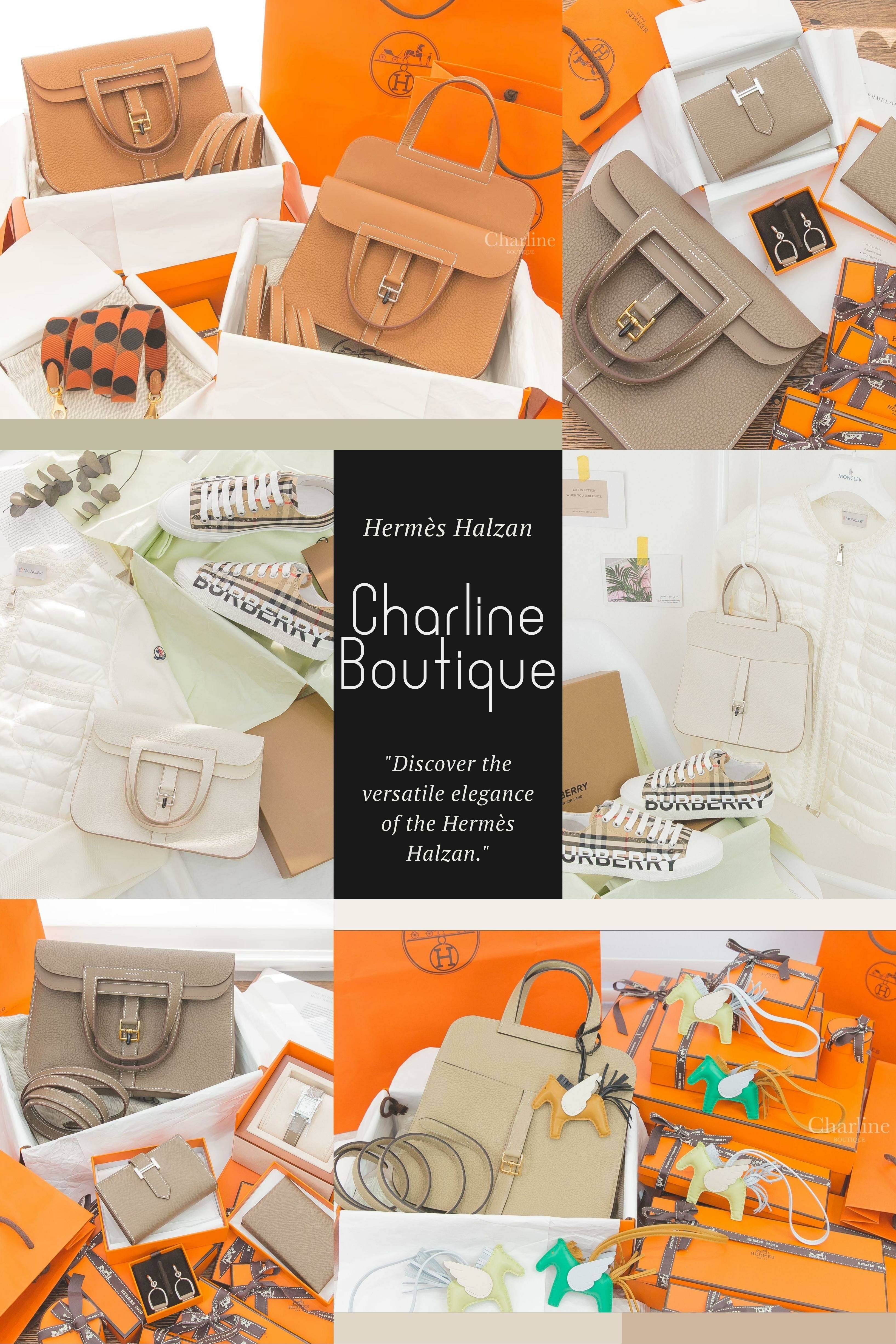 Hermès Halzan 是由設計師Frederick Vidal於2014年推出的包款，致敬Hermès的馬術傳統。它以馬鞍形狀的設計元素為特點，低調卻充滿質感，無品牌標誌，但仍保留Hermès特色，如馬鐙形狀的手柄。 Halzan 多功能，可變換多種背法，包括單肩、斜背、手提等。此外，包內有夾層，容量足夠，重量輕。 Halzan 有兩種尺寸選擇：25cm 適合日常和約會，31cm 則更適合需要更多空間的人。是值得投資的Hermès新生代款式。